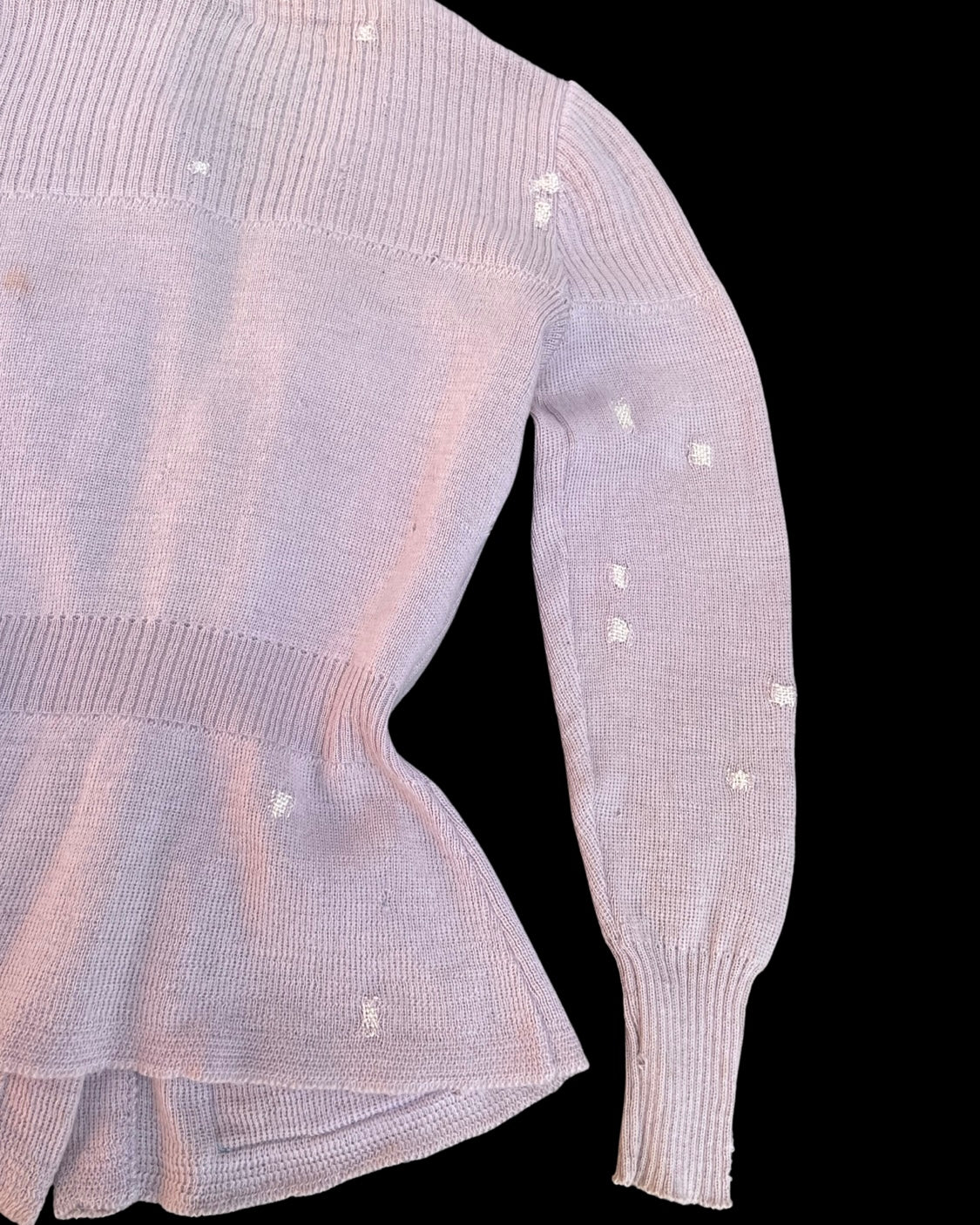 1930s Lilac Wool Knit Womens Pocket Cardigan
