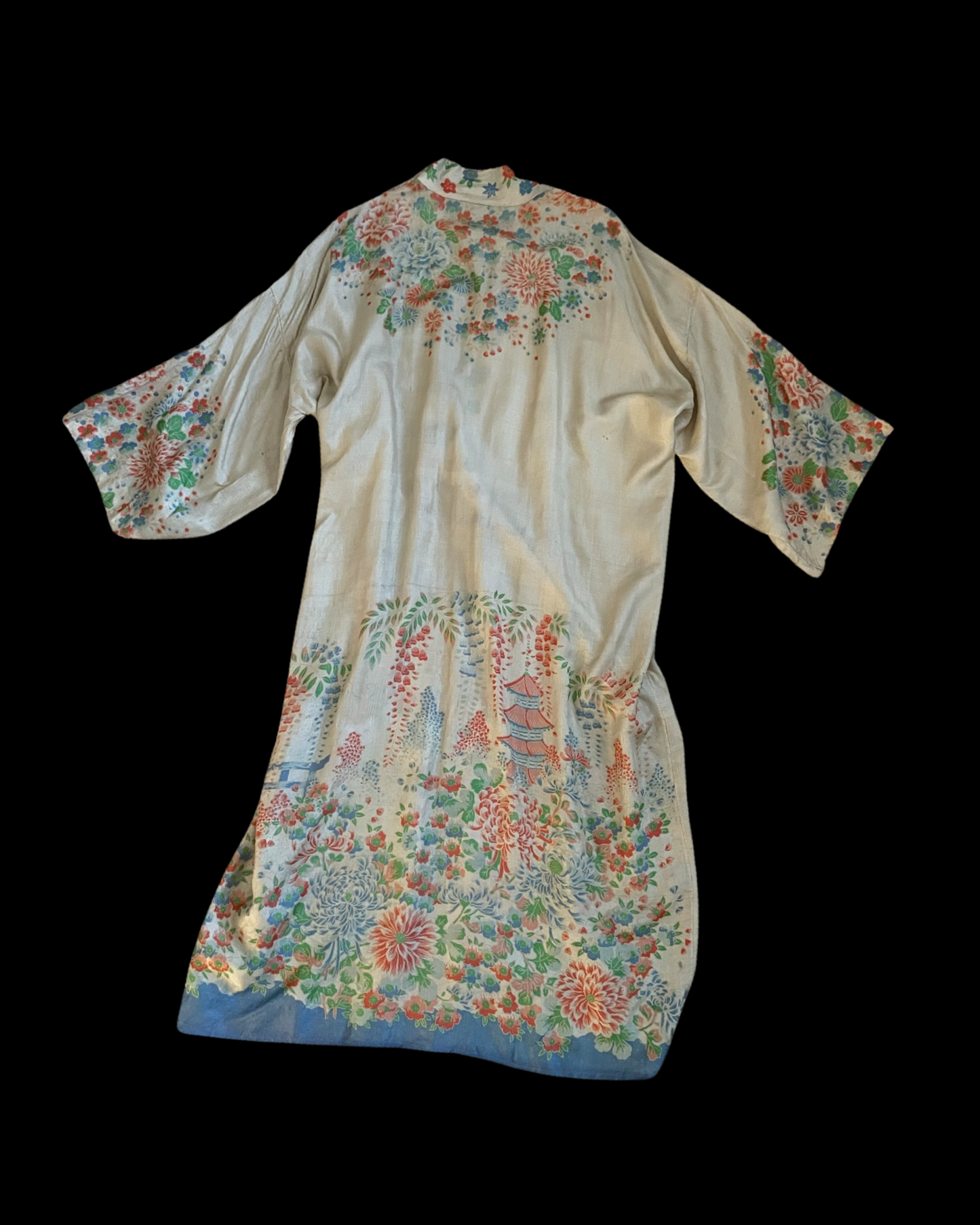 1920s Pongee Silk Tie Waist Robe