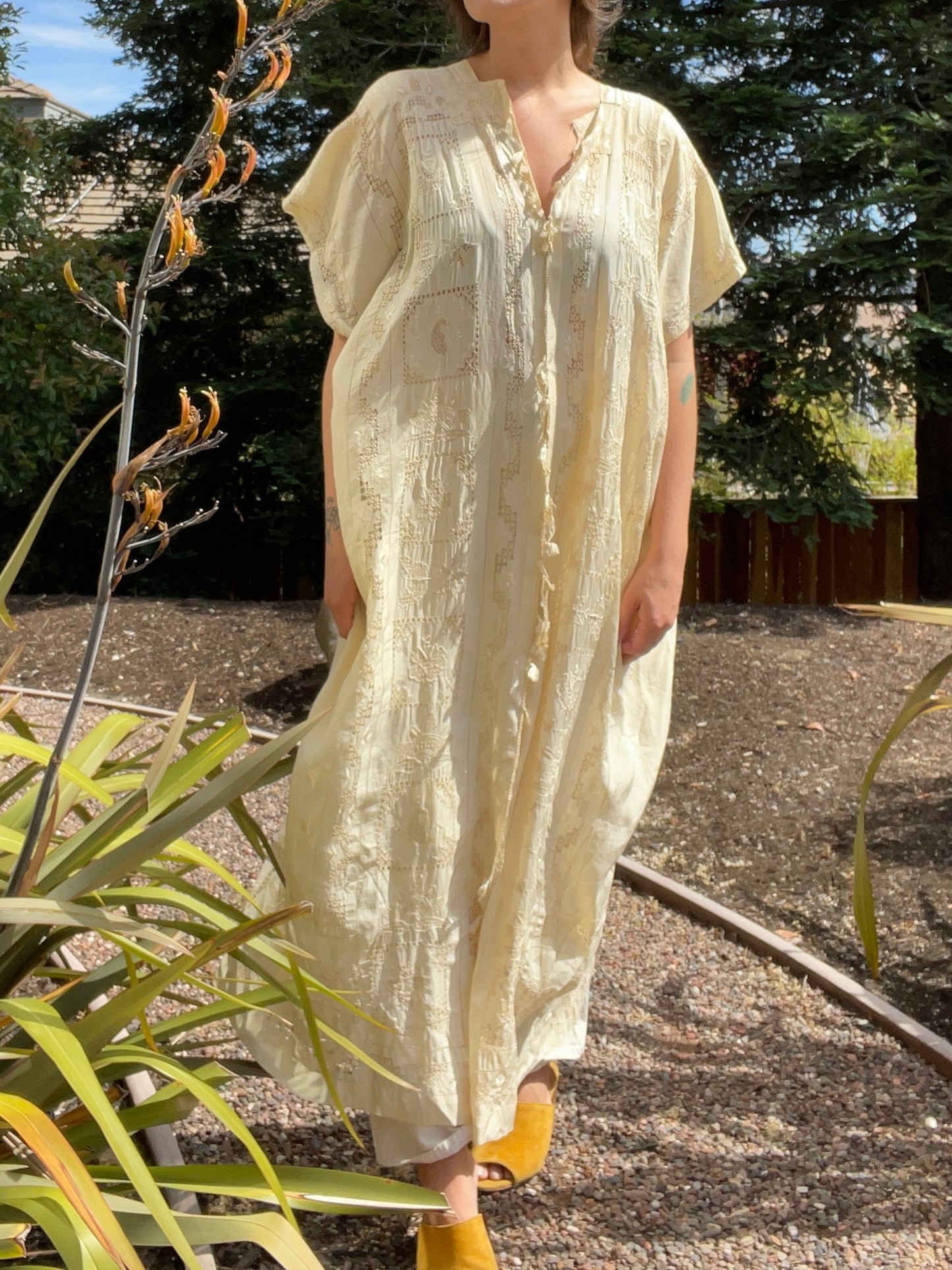 1920s Cutwork & Embroidered Robe/ Caftan