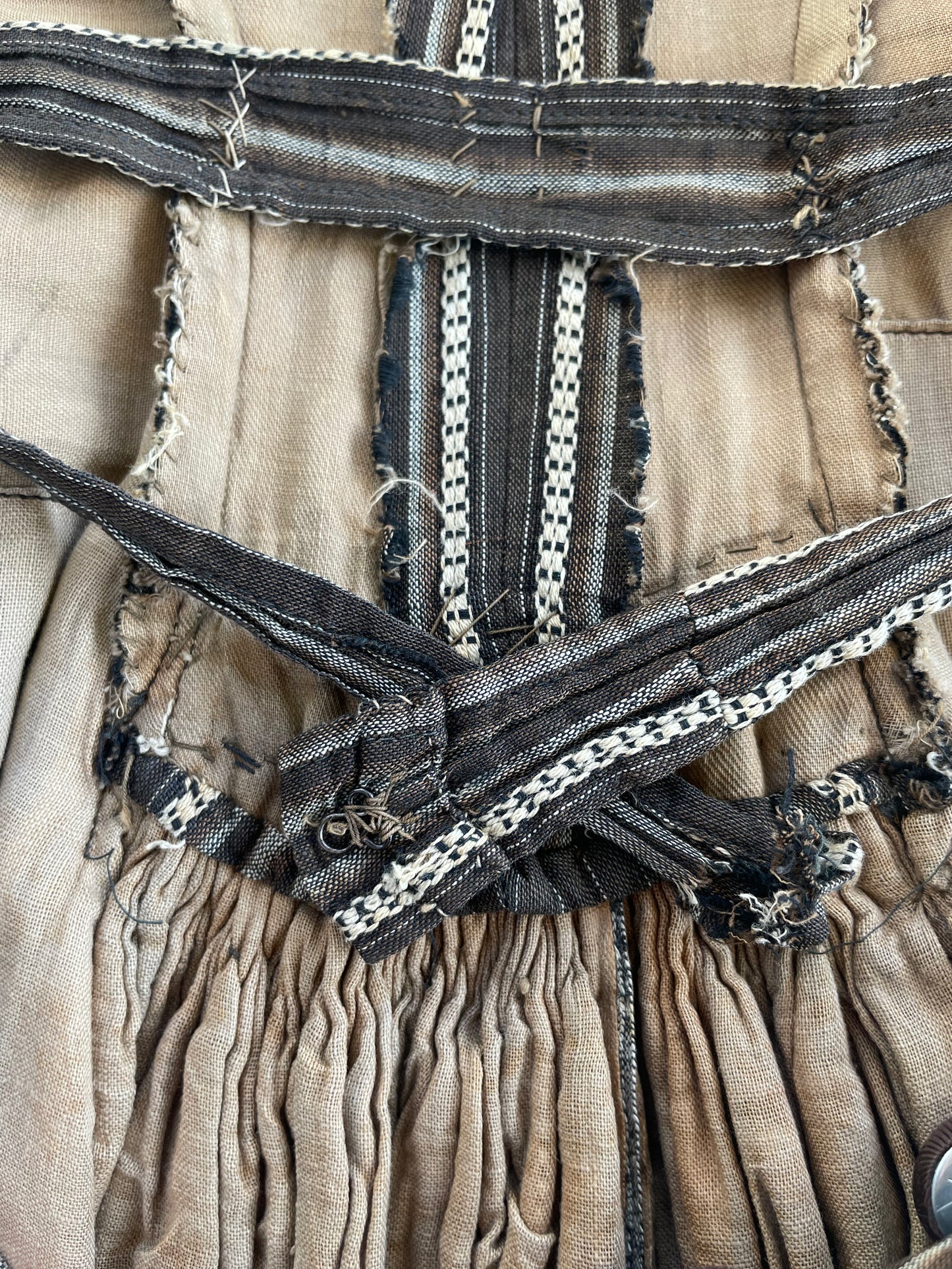 1880s Striped Calico Day Dress