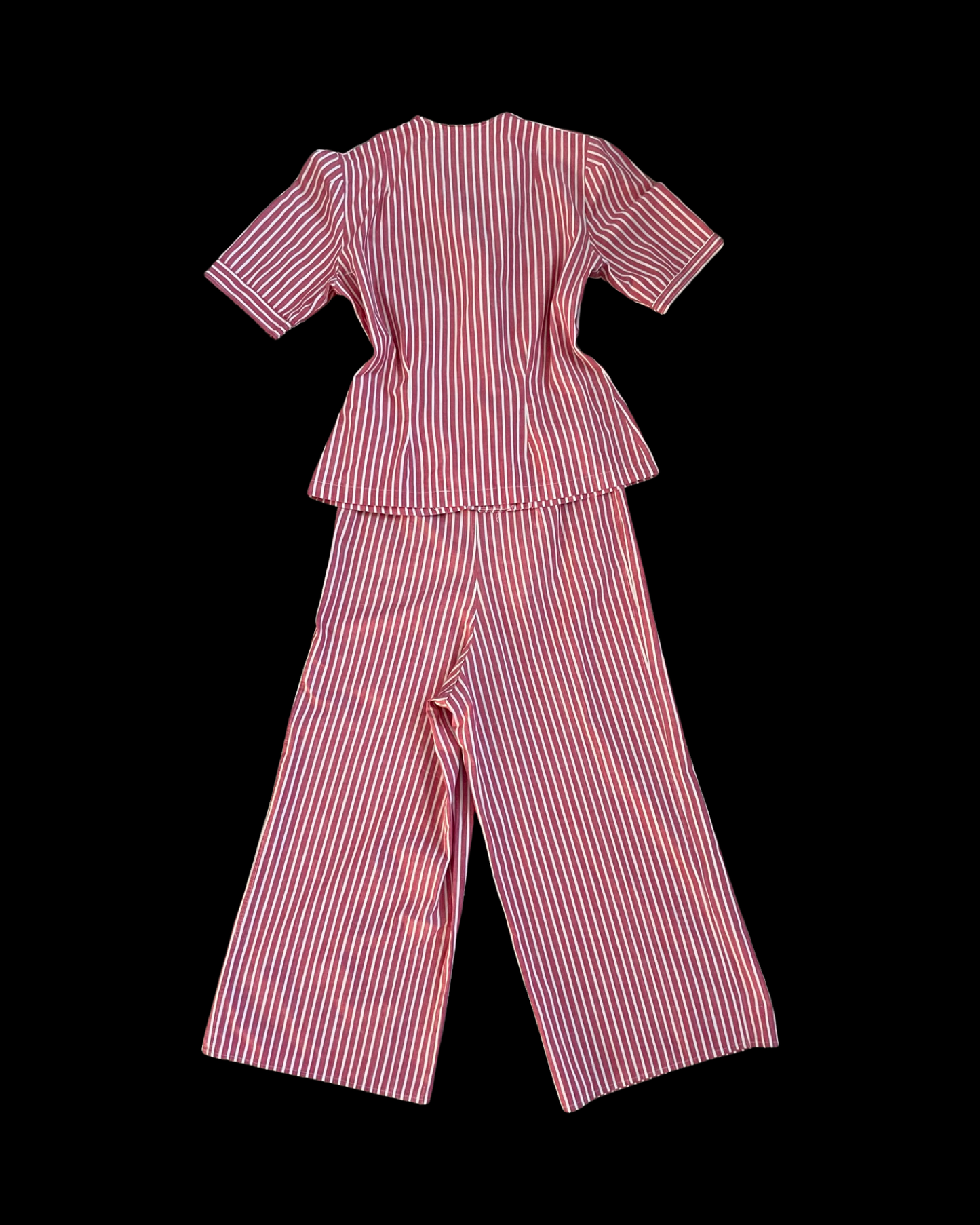 1940s Candy Striped Cotton 3 Piece Pant Set