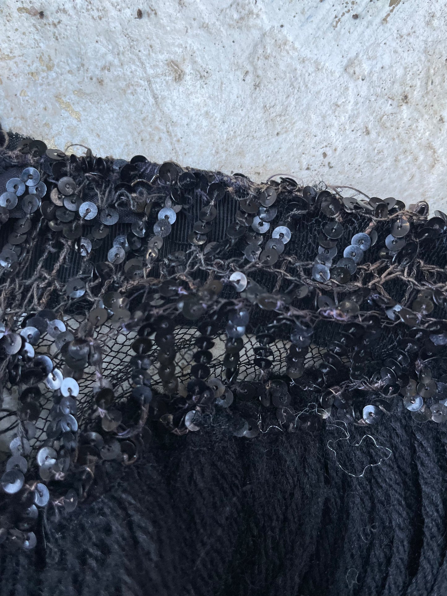 Rare Custom Made 1940s Sequined Rowed Yarn Skirt