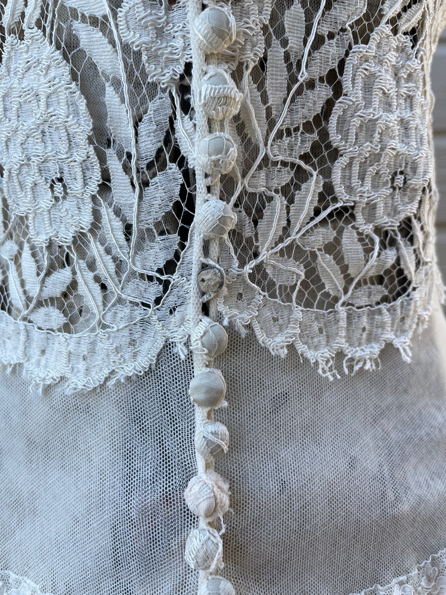 1930s Floral Mesh & Floral Lace Wedding Peignoir