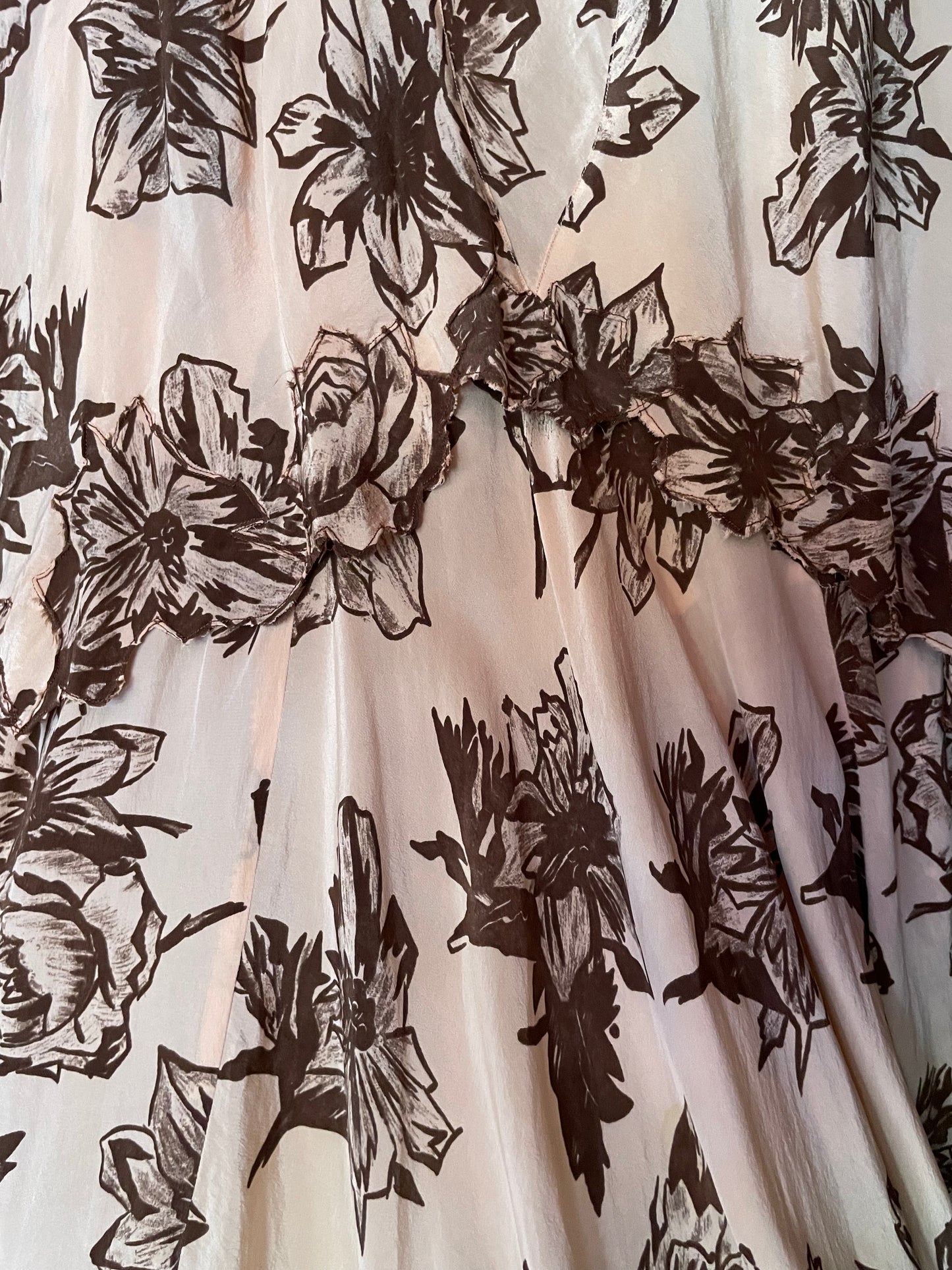 1930s Autumnal Tiered Silk Dress