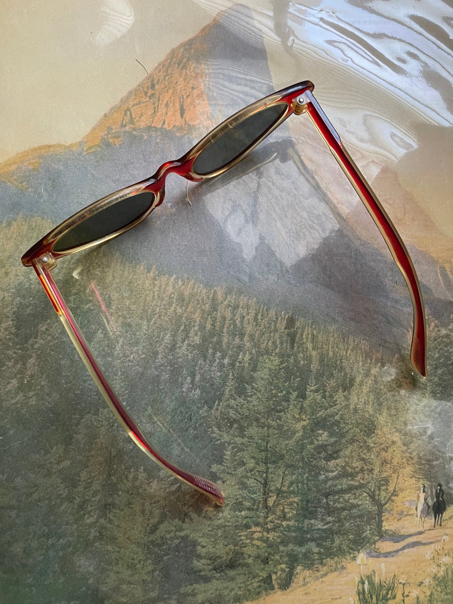 Italian Mid Century Cherry Red Plastic Cat Eye Sunglasses