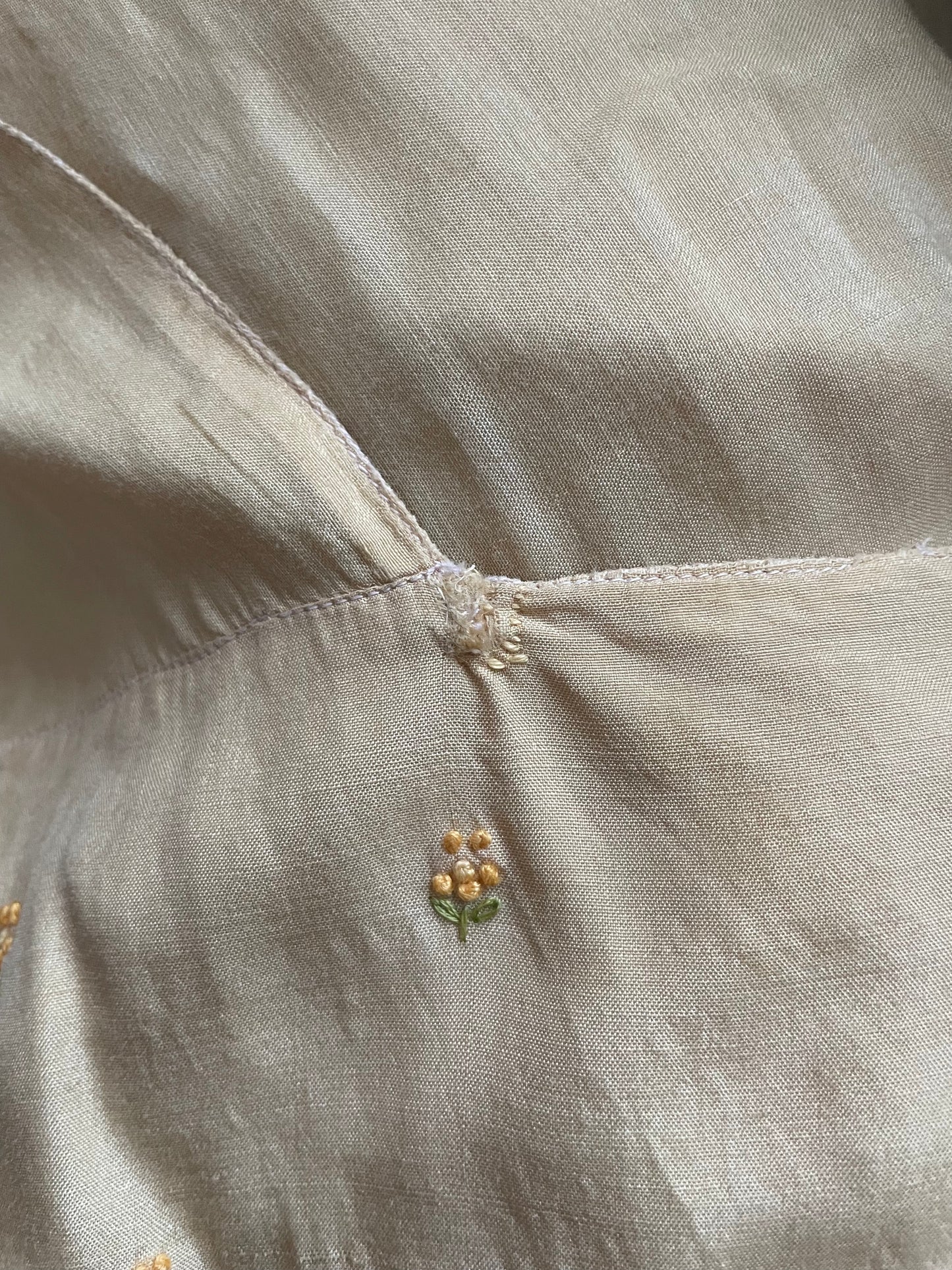 1920s Baby Yellow Embroidered Babydoll Silk Tunic