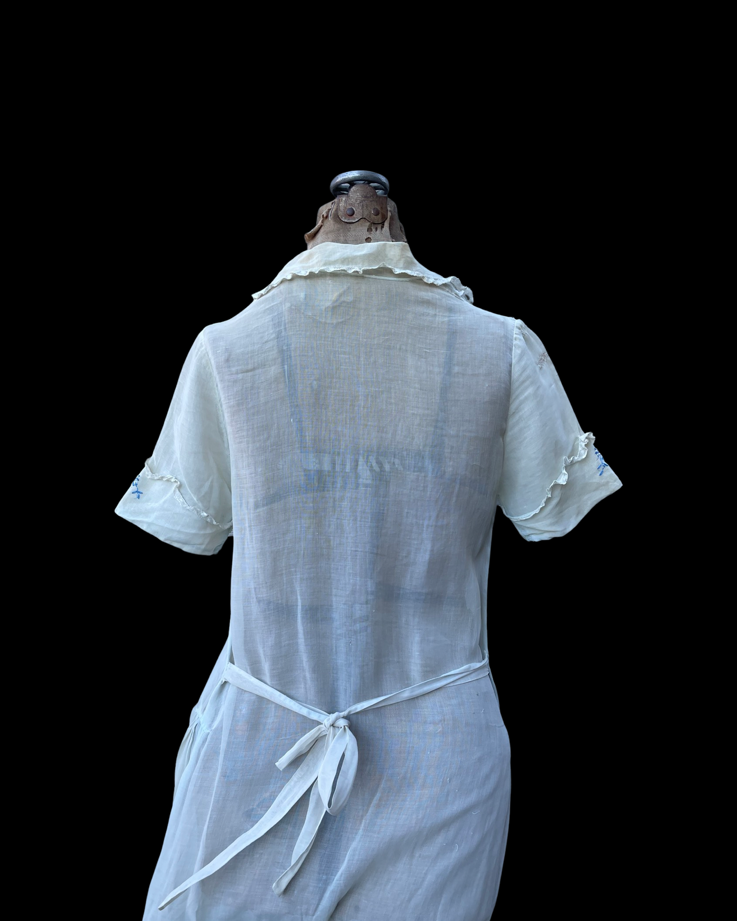 1930s Cotton Voile Lacework Day Dress