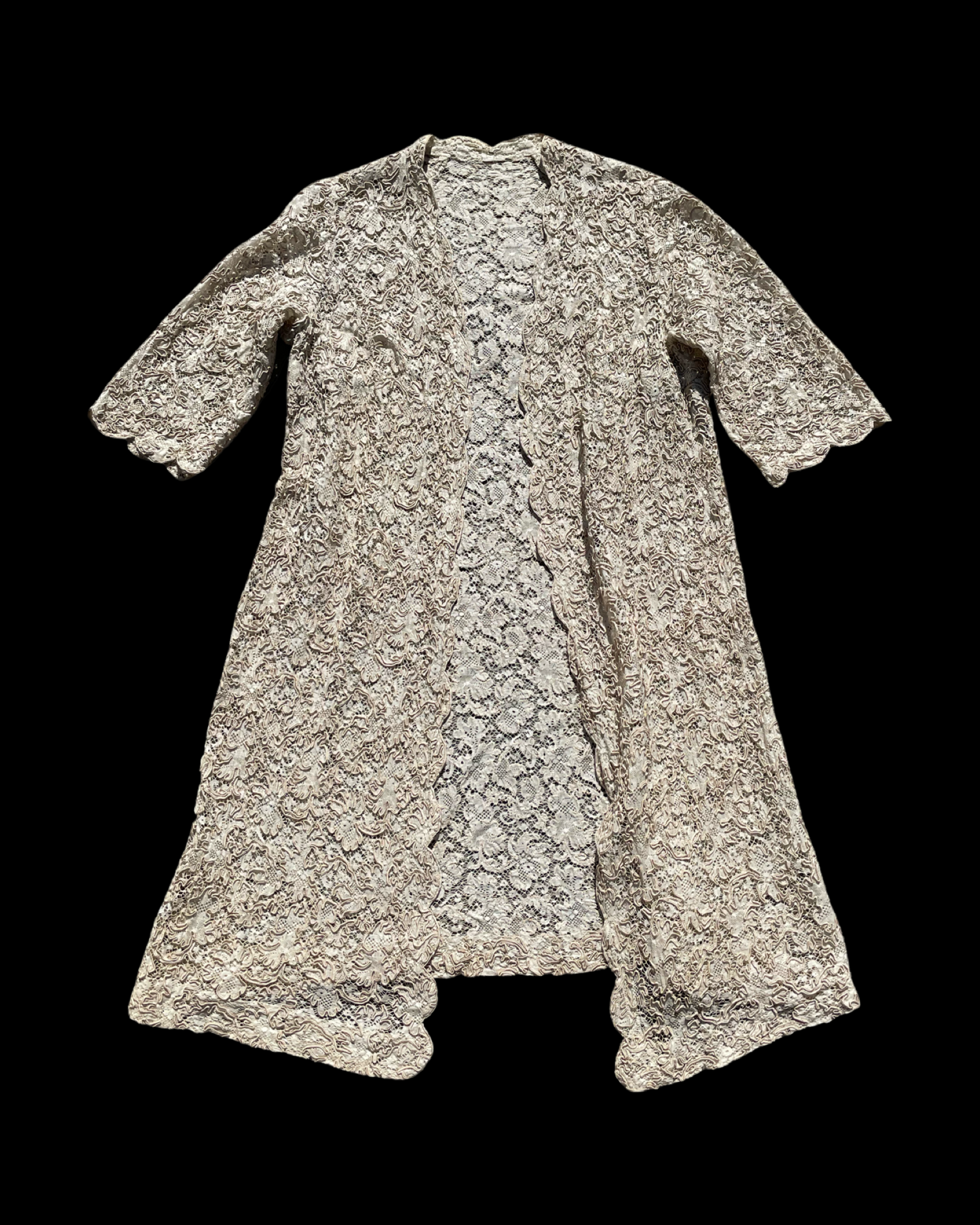 Antique Ecru Lace Soutache Robe Style Jacket