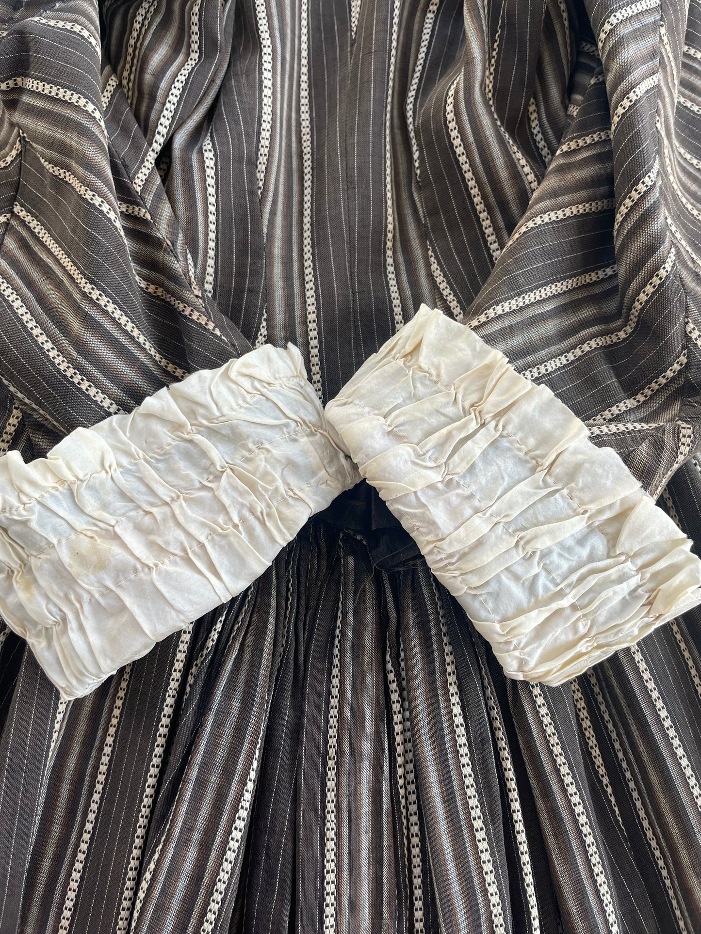 1880s Striped Calico Day Dress