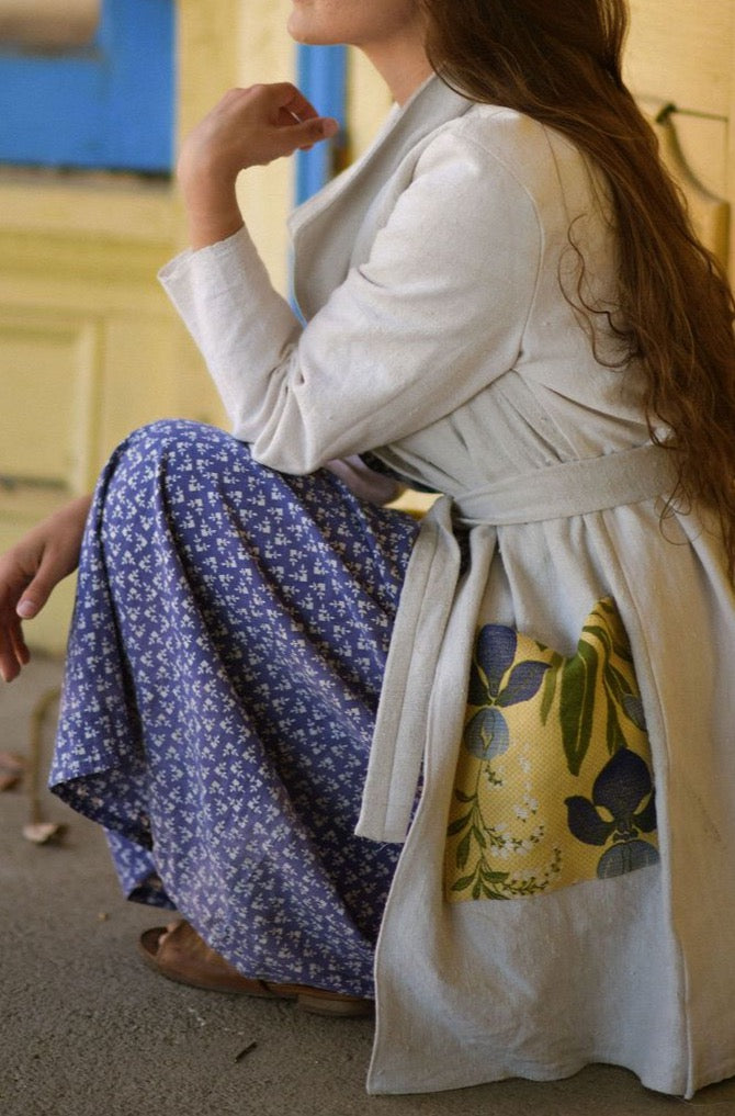 Of The Palms Handmade 19th C Linen Patch Pocket Jacket