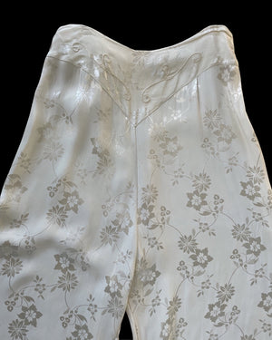 1940s Holiday Silk Brocade Hostess Pajamas