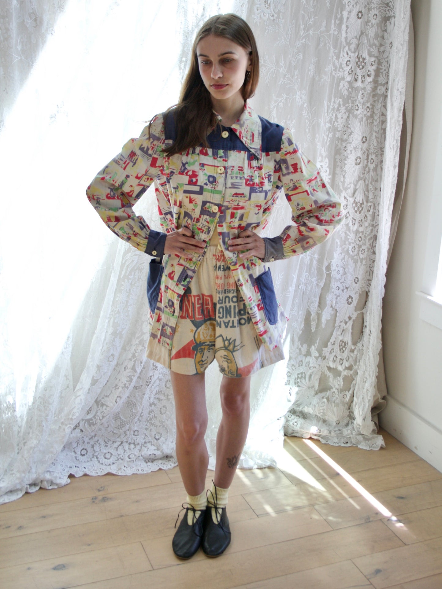 Vintage Flour Sack Cotton Shorts