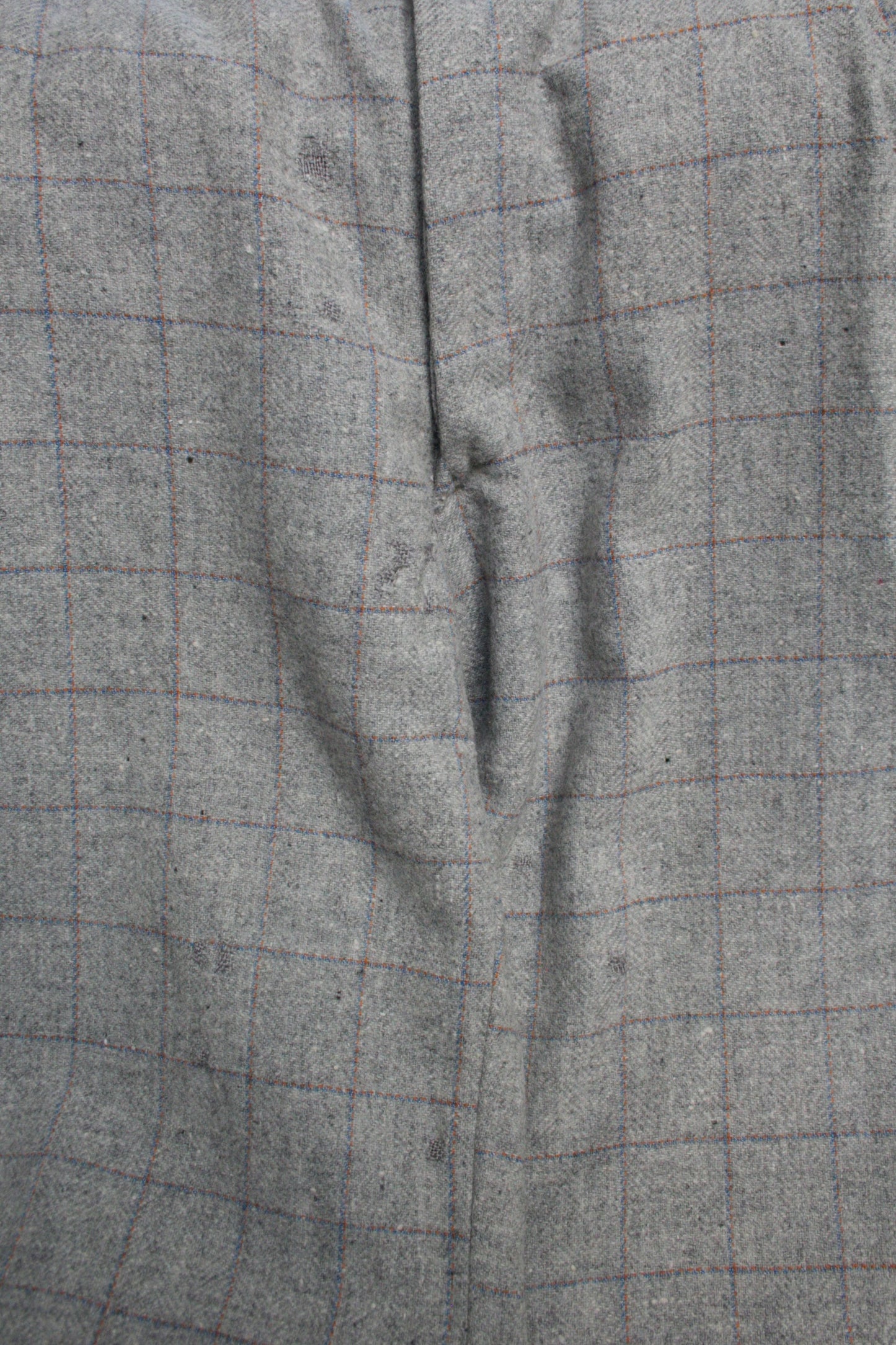 1940s 'Rough Rider' Windowpane Plaid Slate Grey Wool Side Buckle Trousers