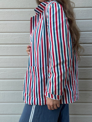 1940s Americana Striped Cotton Twill Jacket