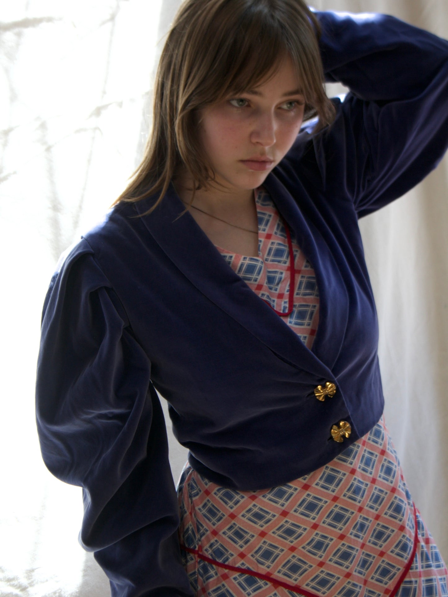 1930s Does 1890s Mutton Sleeve Cropped Velveteen Jacket