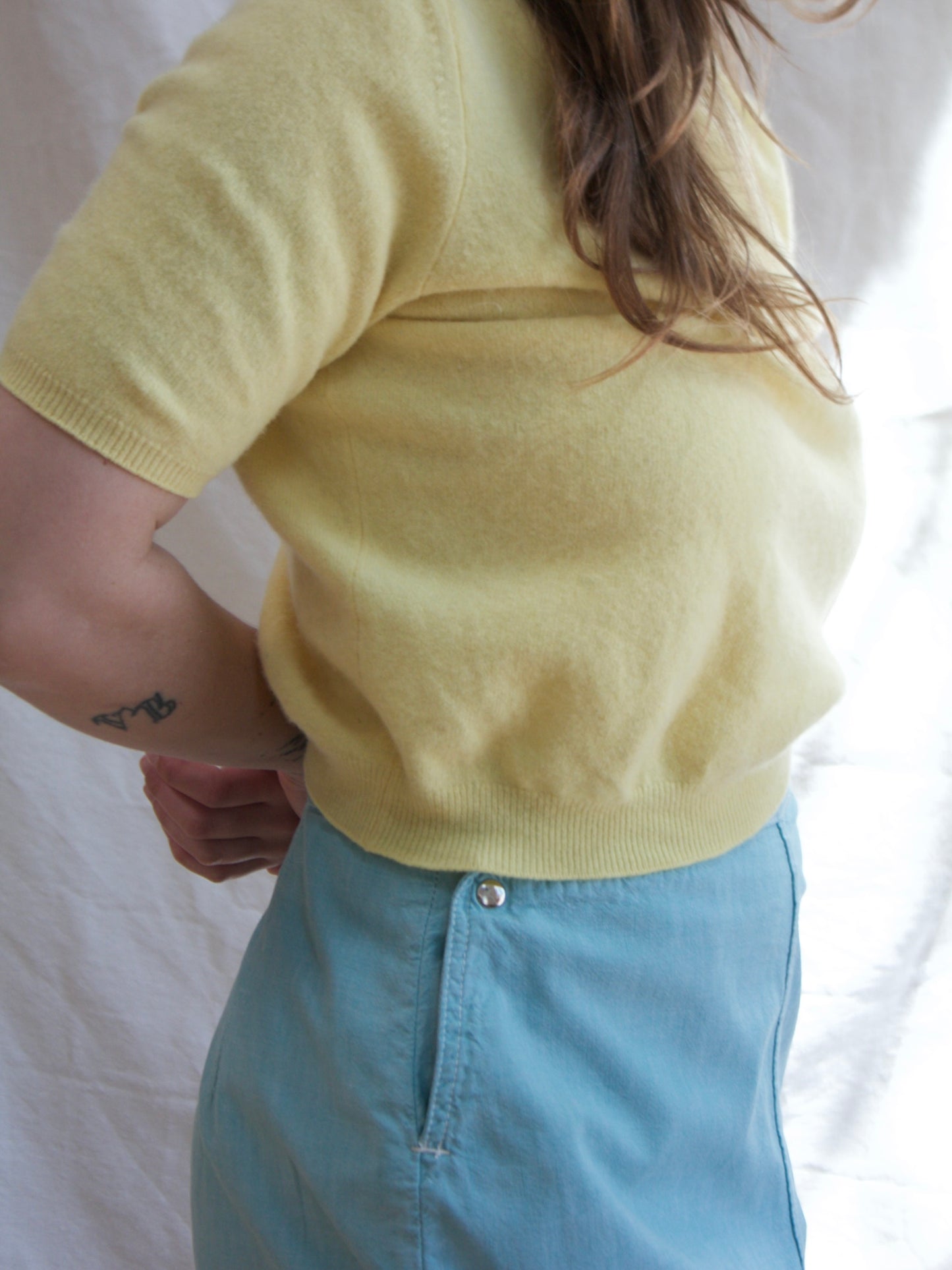 1950s Butter Yellow Lambswool Pullover Knit Sweater