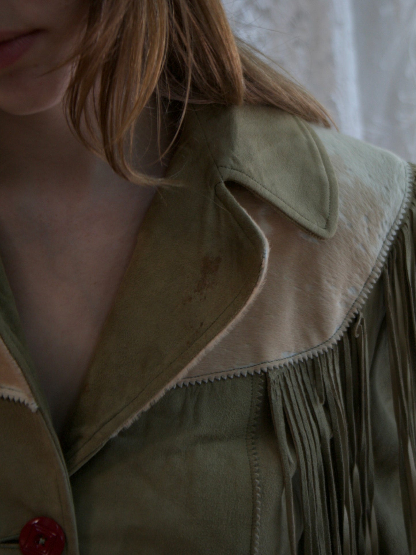 1950s Pony Hair Green Suede Fringe Western Jacket