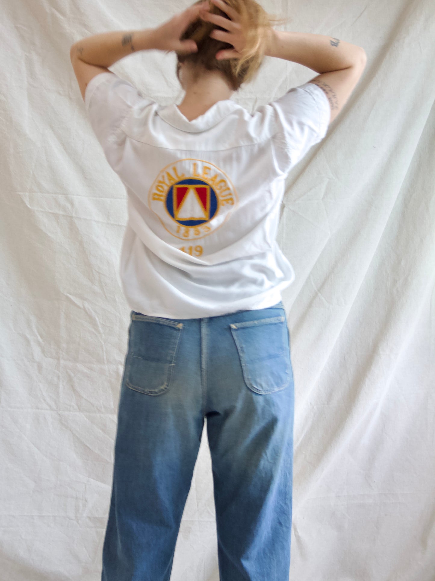 1950s Women's Chain Stitched Gabardine Bowling Shirt