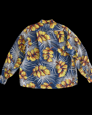 1940s/1950s Hawaiiana Sportswear Loop Collar Rayon Shirt