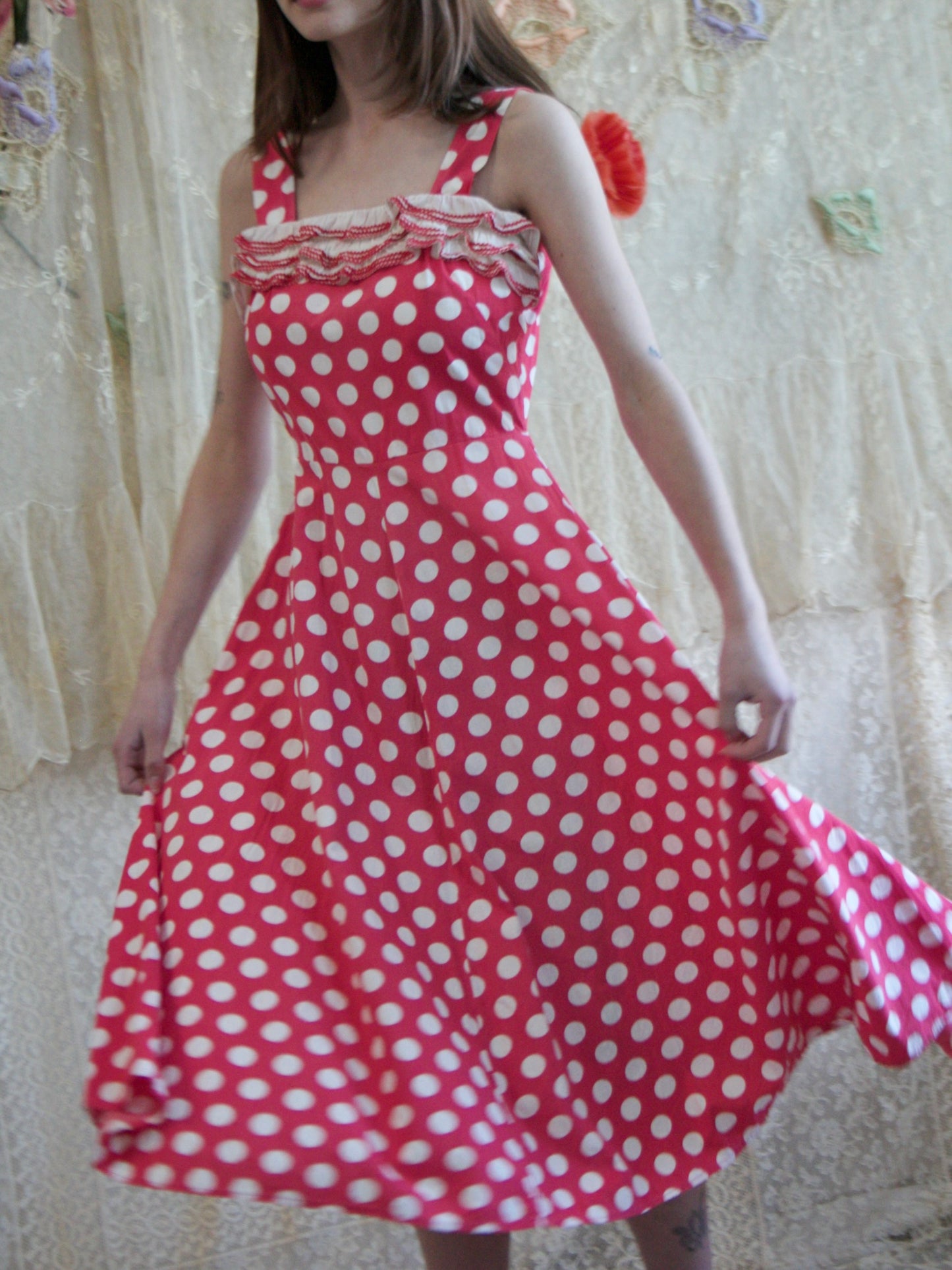 1950s Two PC Polka Dot Cotton Dress Set