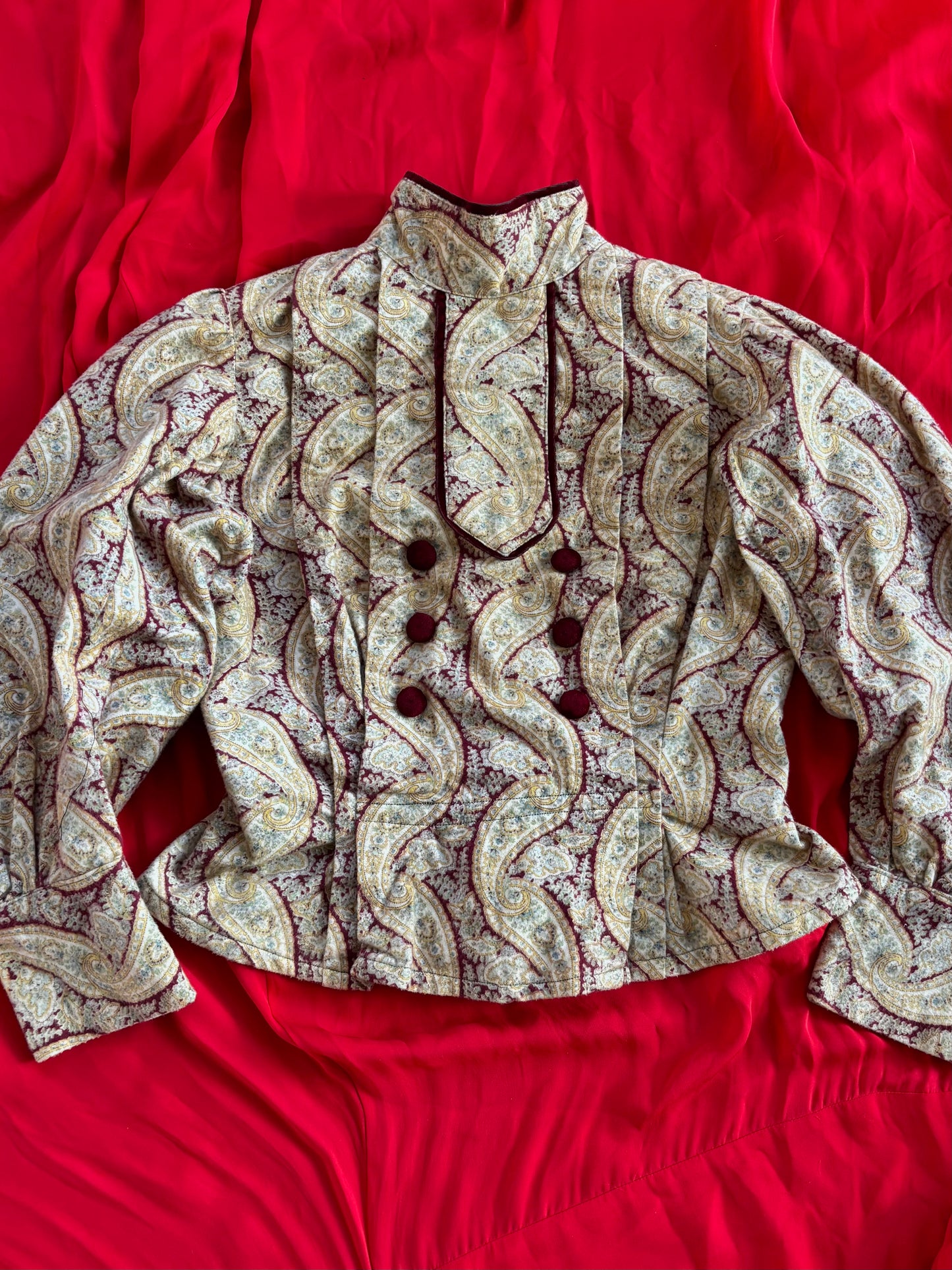 Antique Edwardian Paisley Cotton Flanel Bodice