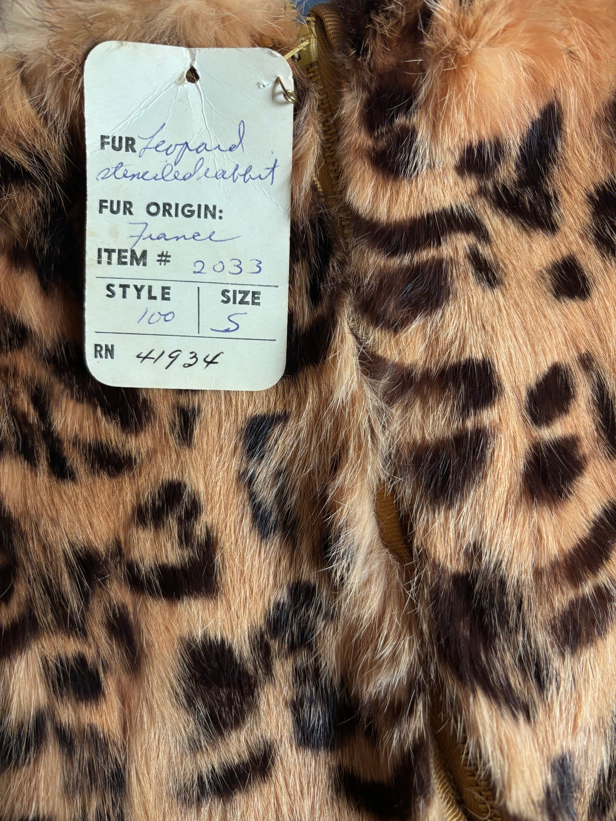 Deadstock 1960s Leopard Stenciled Rabbit Fur Skirt