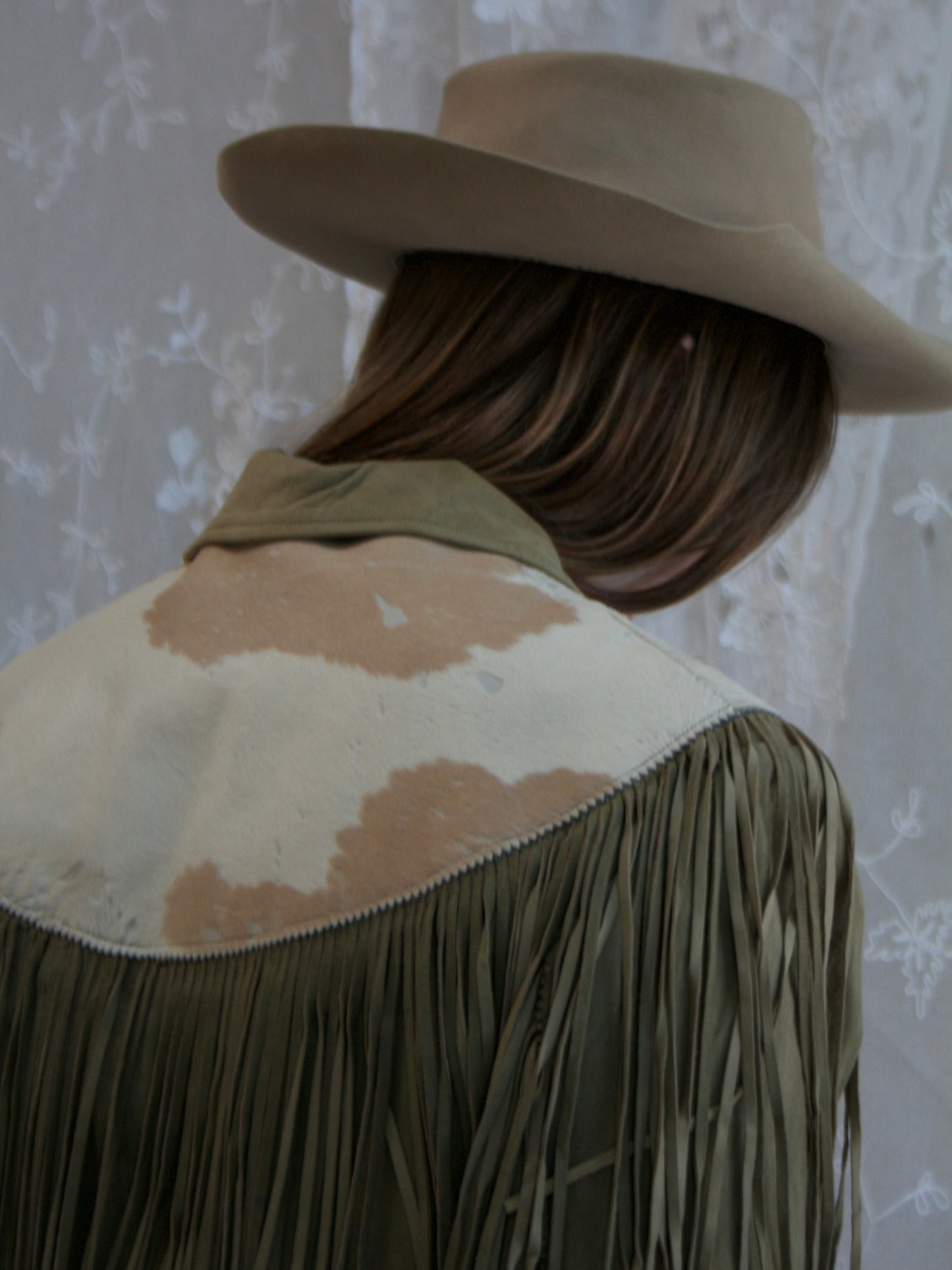1950s Pony Hair Green Suede Fringe Western Jacket