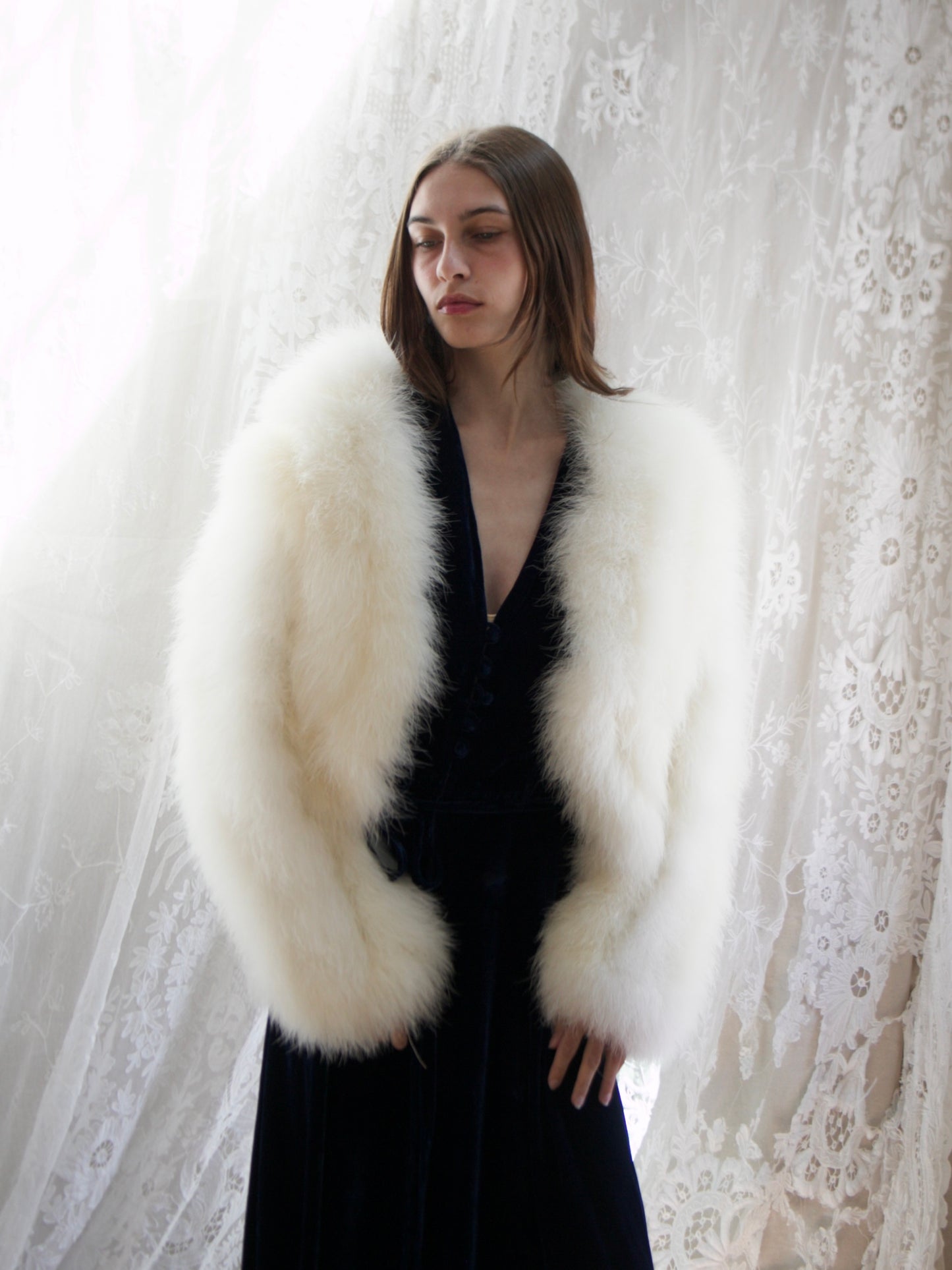 1970s 'I.Magnin' DEADSTOCK Marabou Feather Jacket