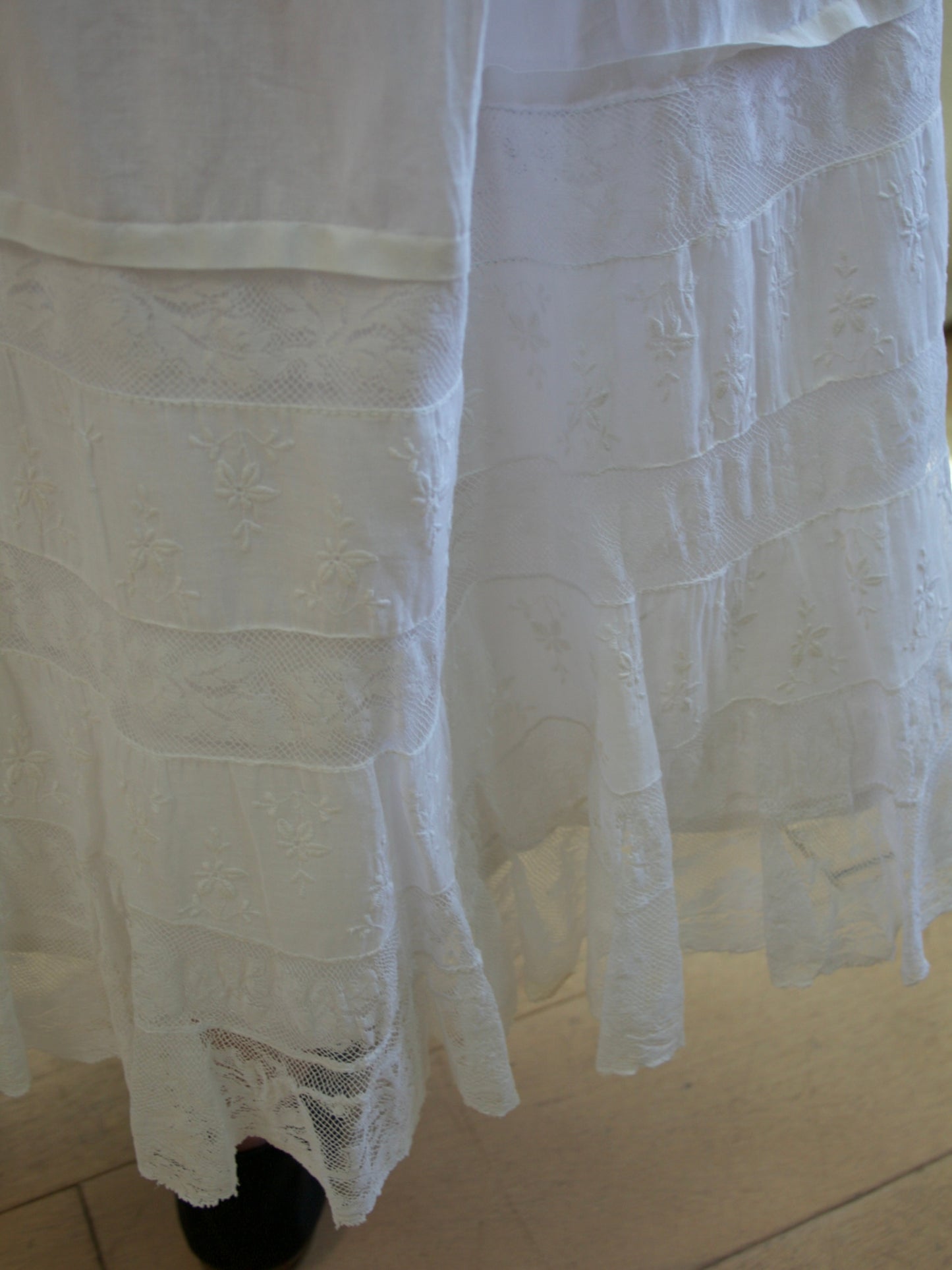 Antique Cotton Valenciennes Lace Petticoat