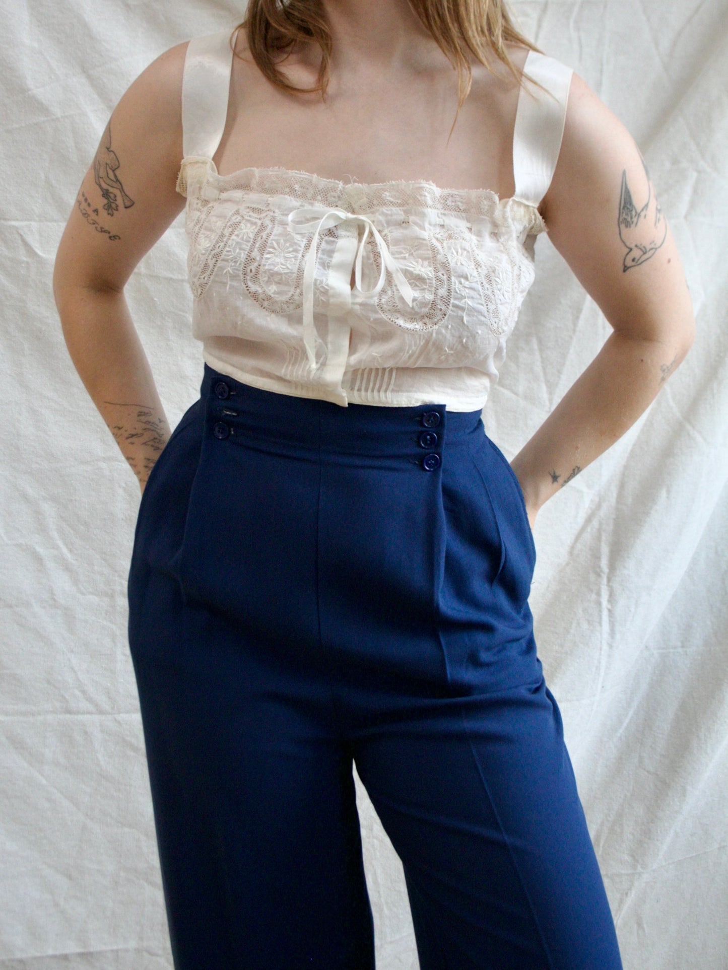 Antique Edwardian Fine Cotton Whitework Corset Cover