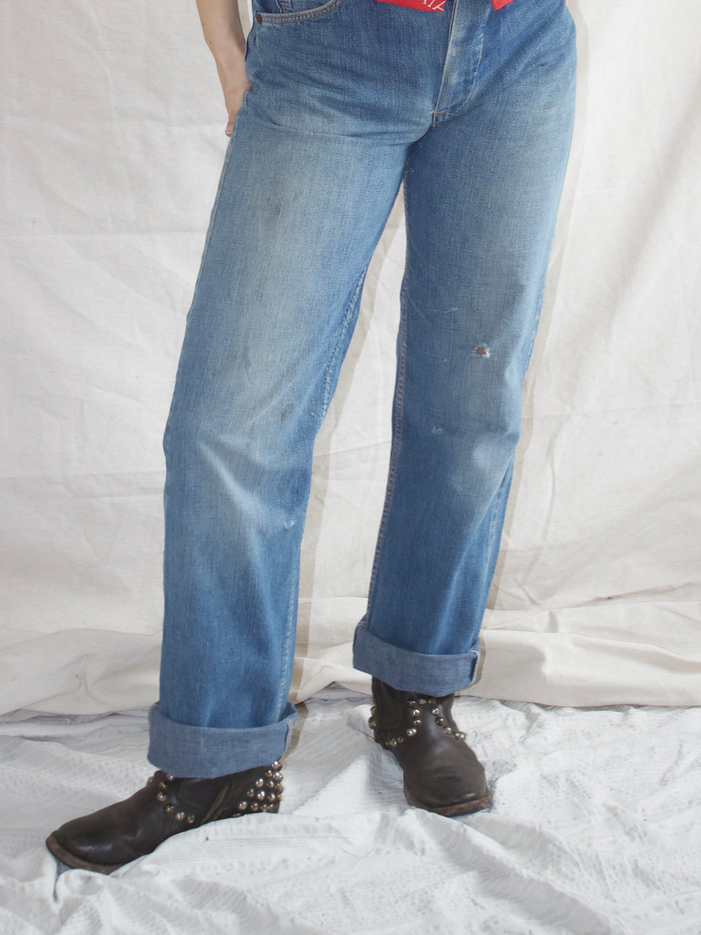 1940s Unlabeled Button Fly Workwear Denim