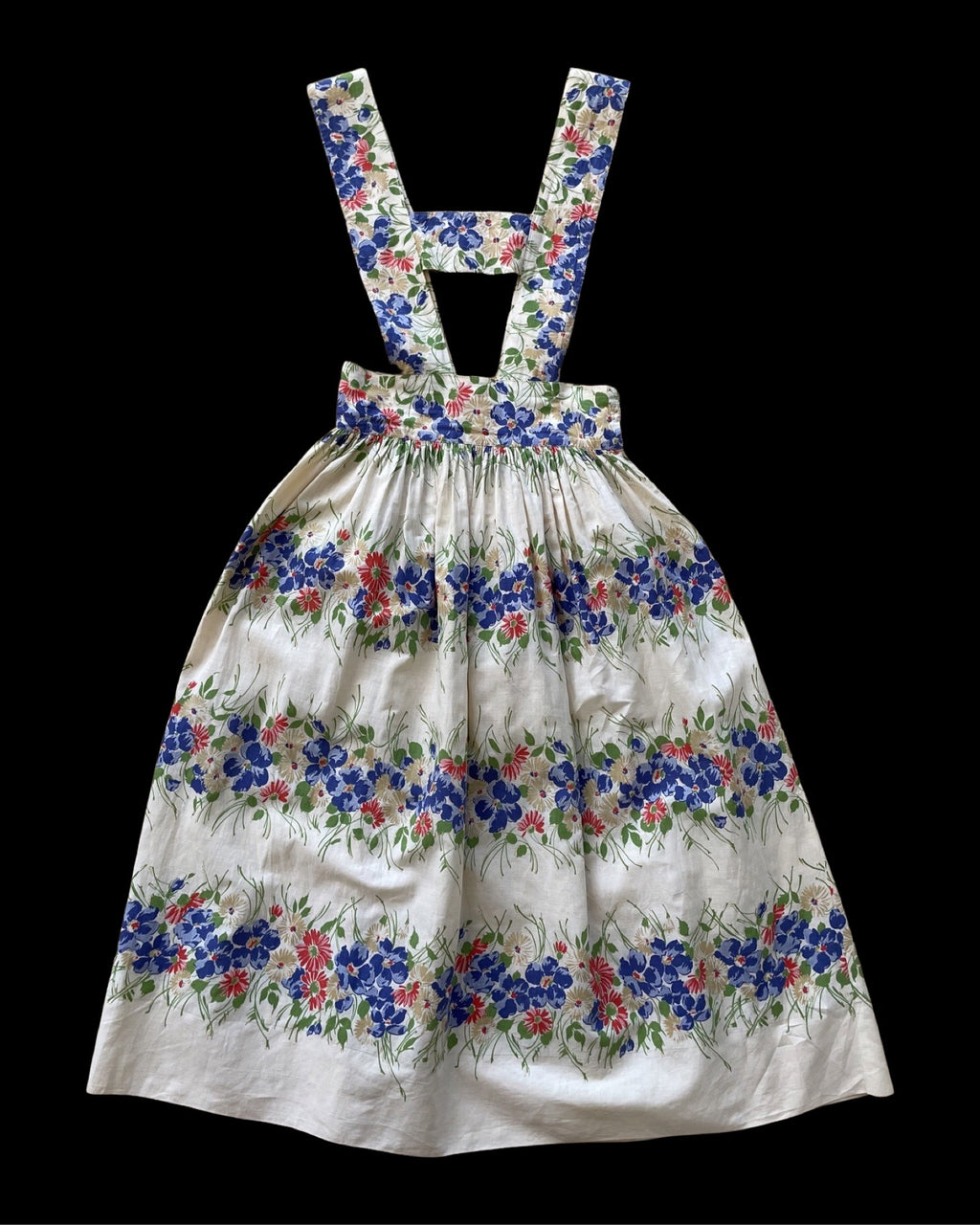 1930s/1940s Floral Cotton Pinafore Dress