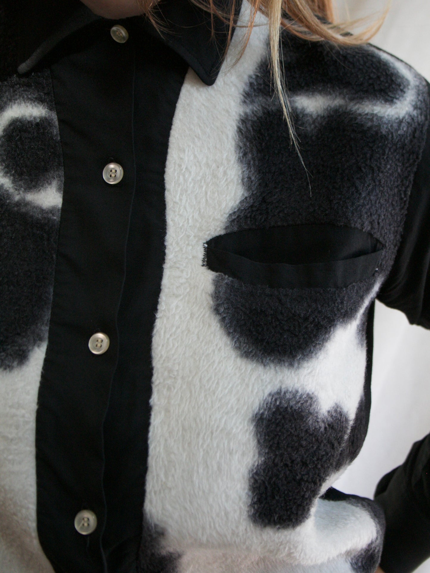 Special 1950s Fuzzy Cow Print Two Tone Shirt