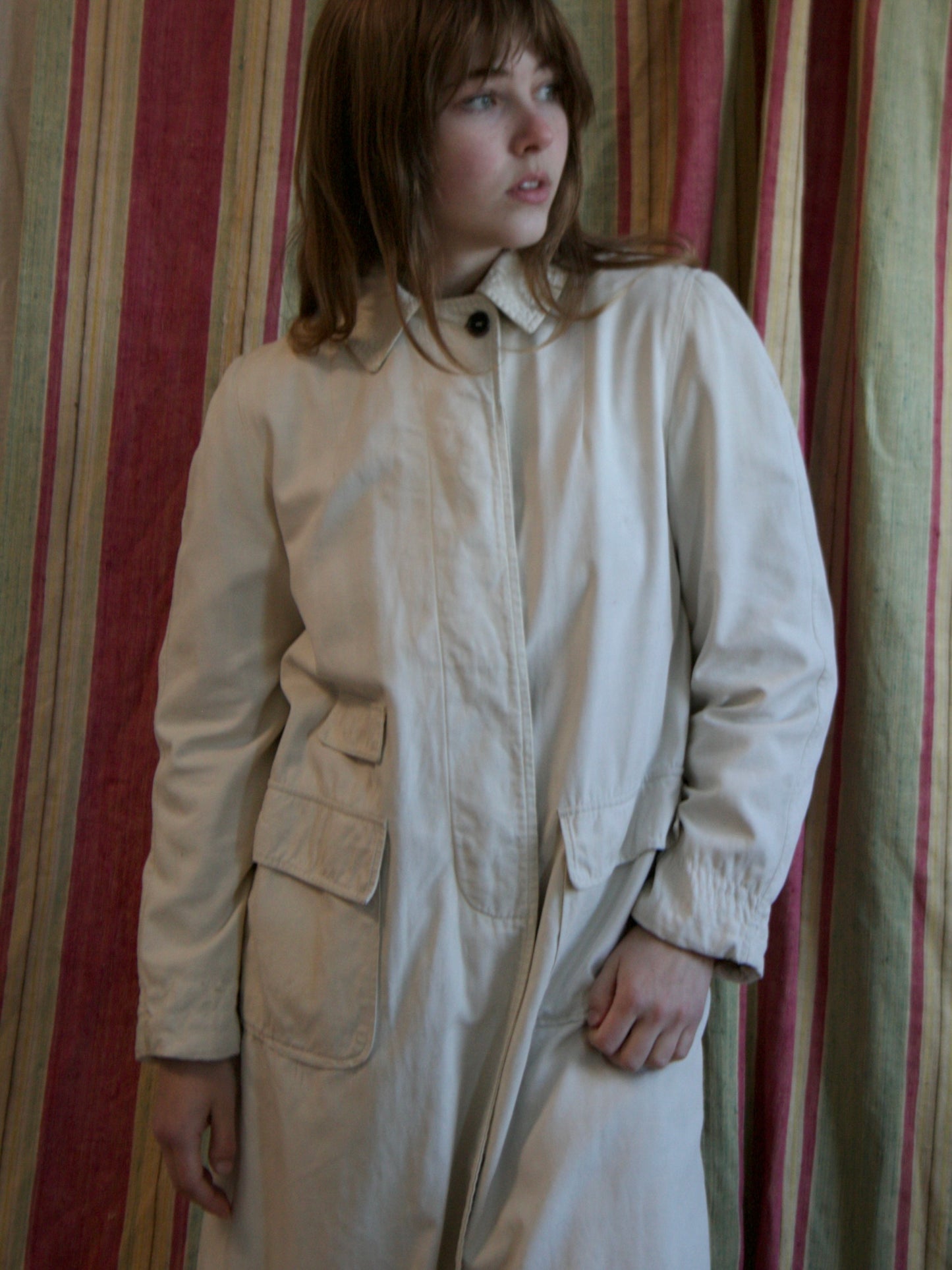 1940s Cream Cotton Trench Coat