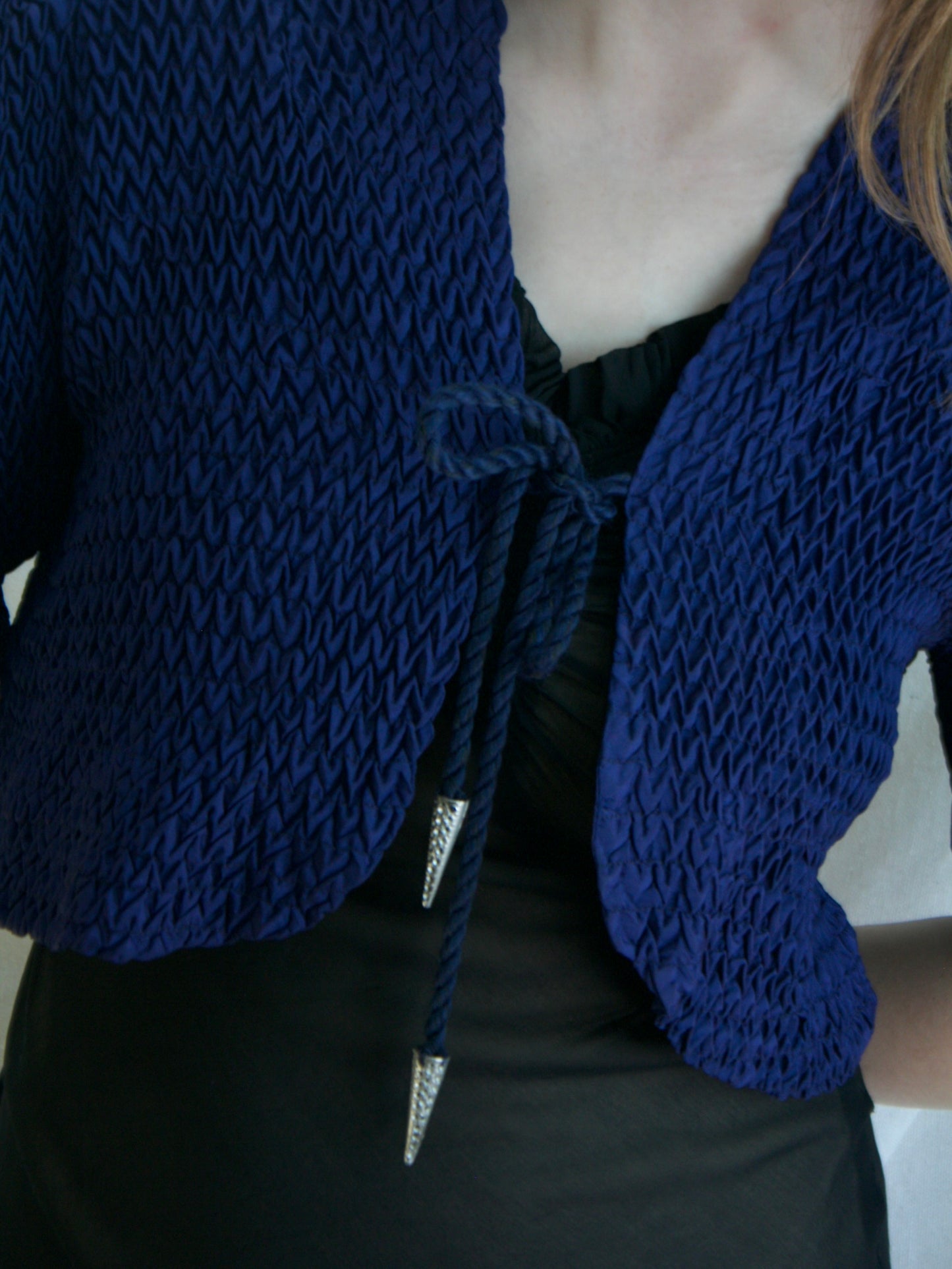 1930s Aubergine Quilted Puff Sleeve Bolero