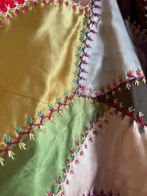 1940s Rainbow Patchwork Silk/Satin Crazy Quilt Jacket