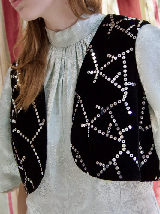 1950s Deadstock Sequin Velveteen Bolero Vest