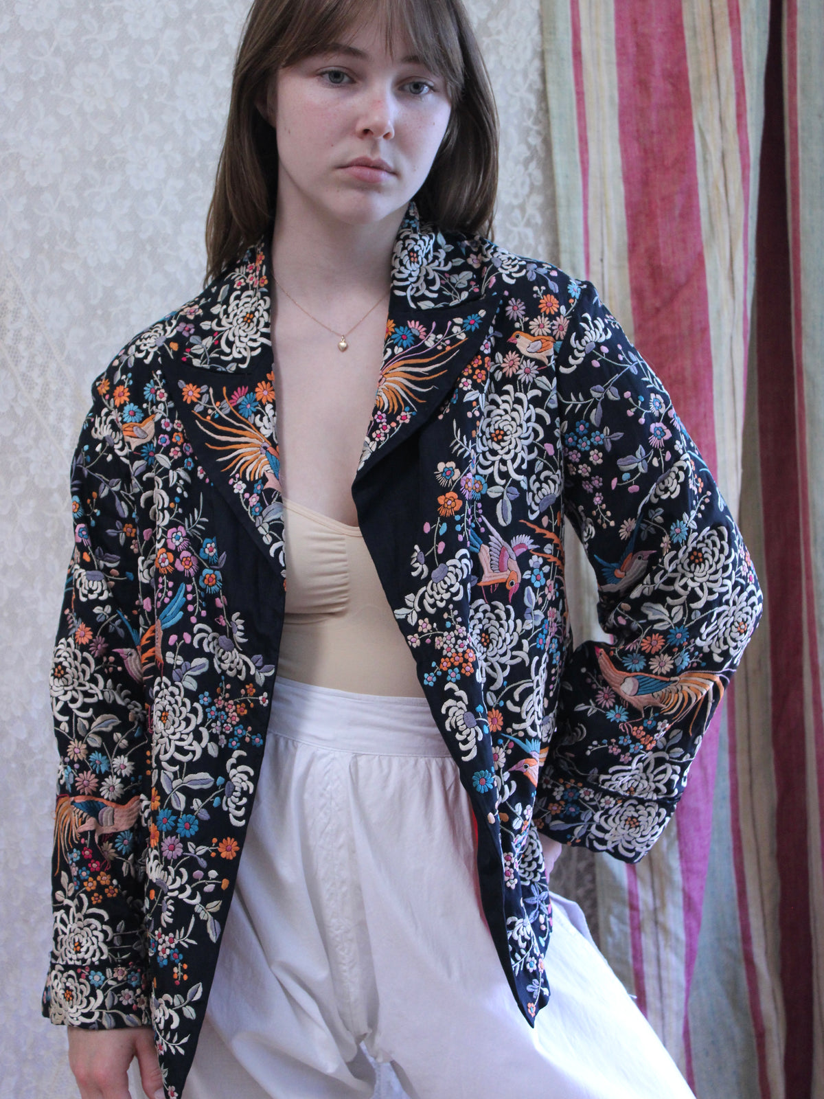 1930s Chinese Densely Embroidered Silk Coat