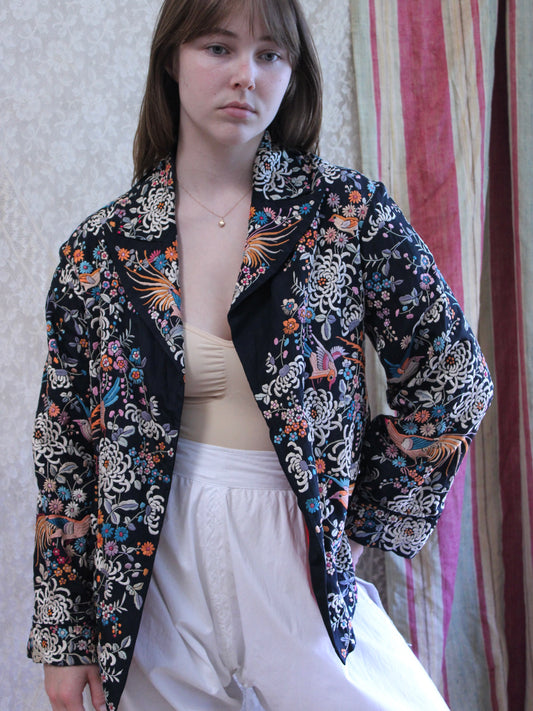 1930s Chinese Densely Embroidered Silk Coat