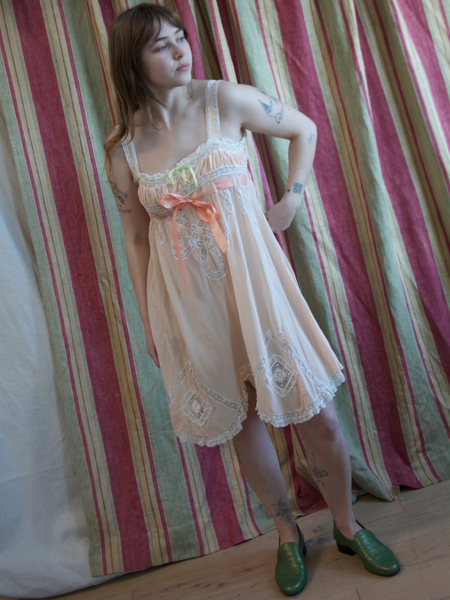 1920s Silk Crepe Insertion Lace Woven Ribbon Step In