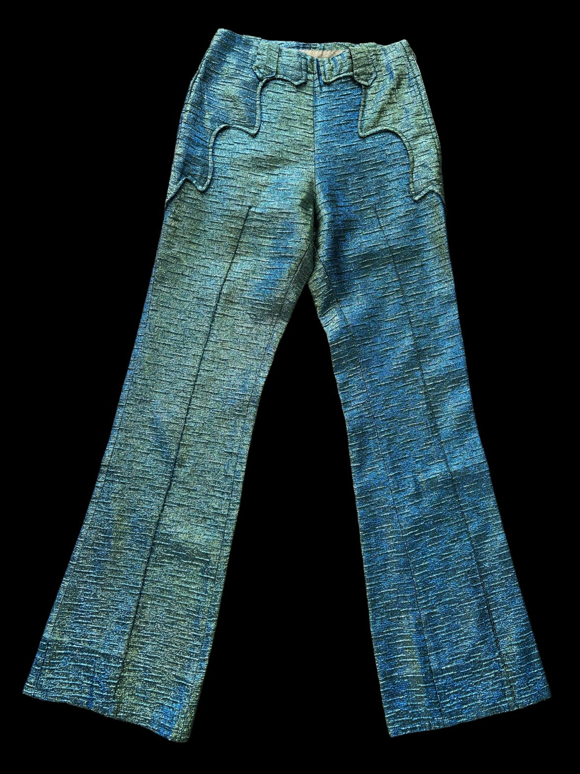 Rare 1960s Ombrè Blue/Green Metallic Lurex Western Pants