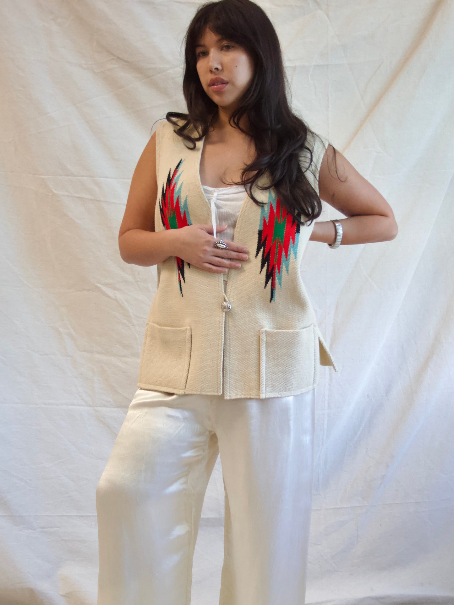 Vintage 'Millers' 1950s/60s Cream Chimayo Wool Vest