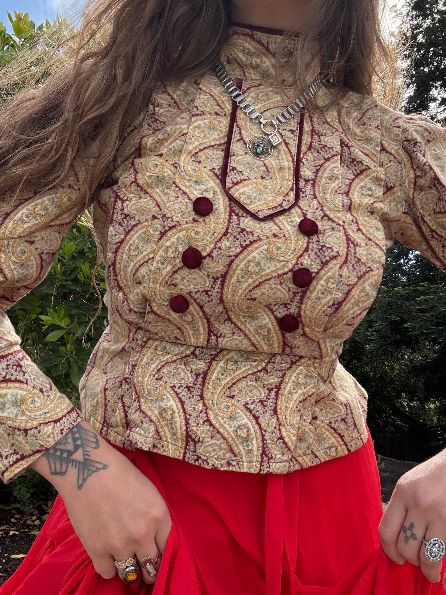Antique Edwardian Paisley Cotton Flanel Bodice
