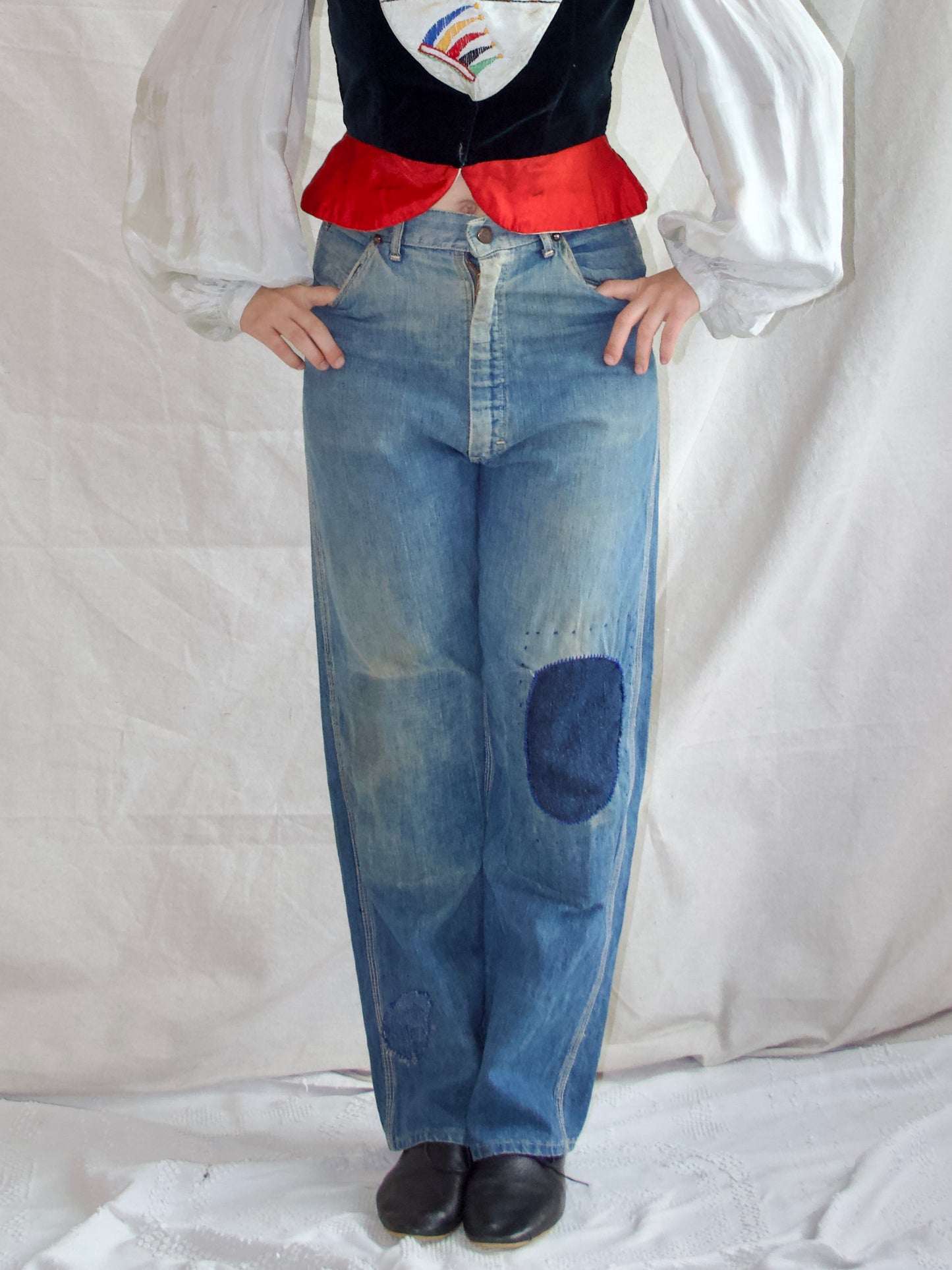 1940s Patched Repaired Jeans