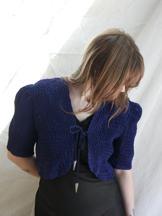 1930s Aubergine Quilted Puff Sleeve Bolero