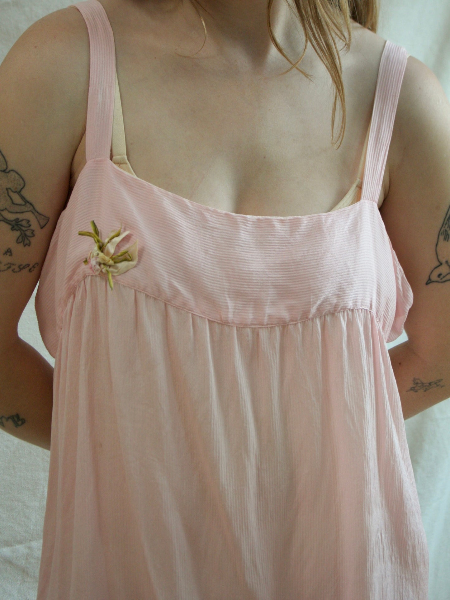 Antique 1920s Silk Ribbonwork Step-in Teddy