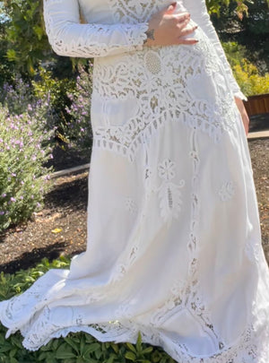 Special Turn Of The Century Hand Sewn Tape Lace & Linen Wedding Gown