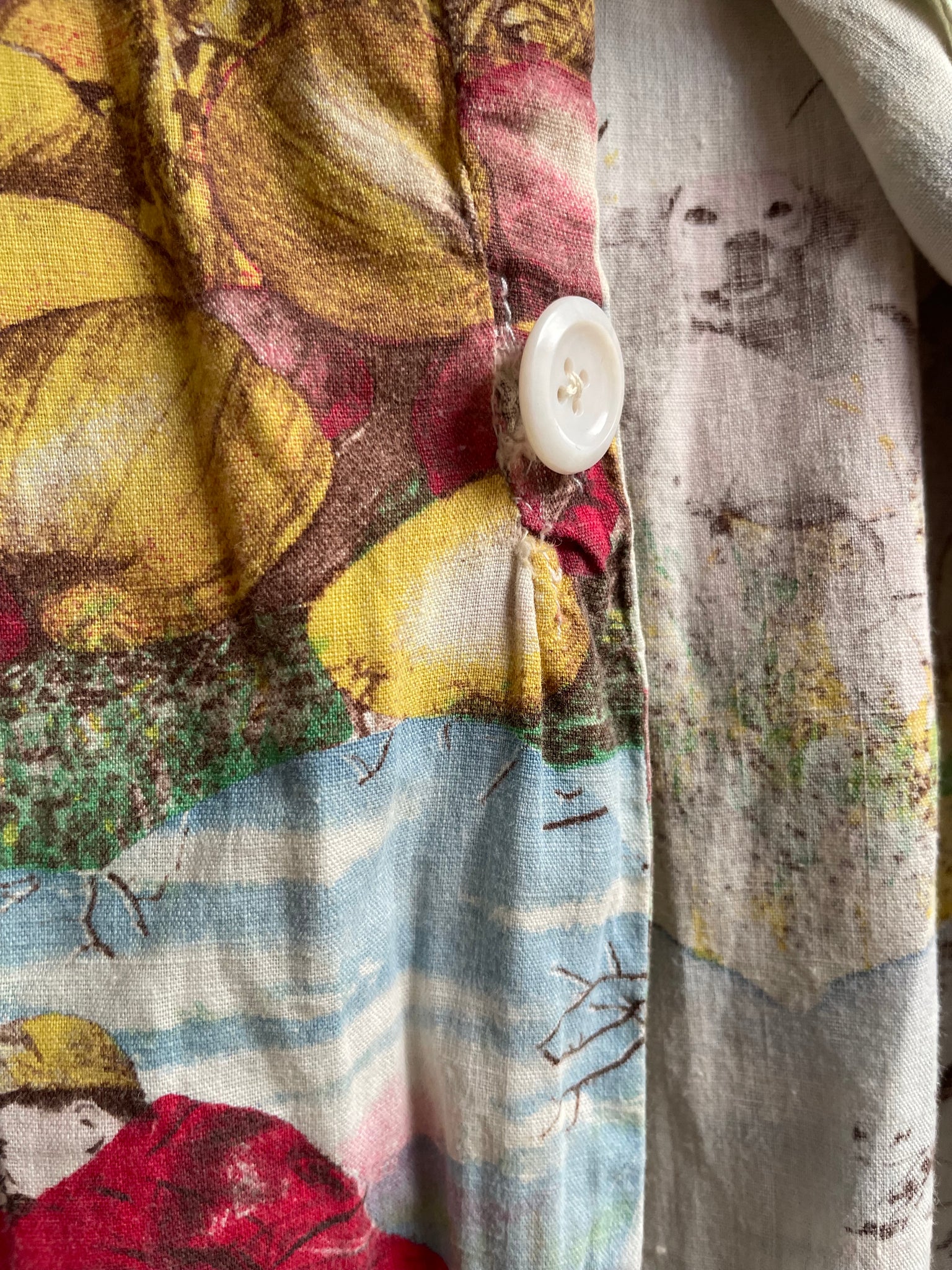 Rare 1950s Hunting Photoprint Cotton Lounge Shirt