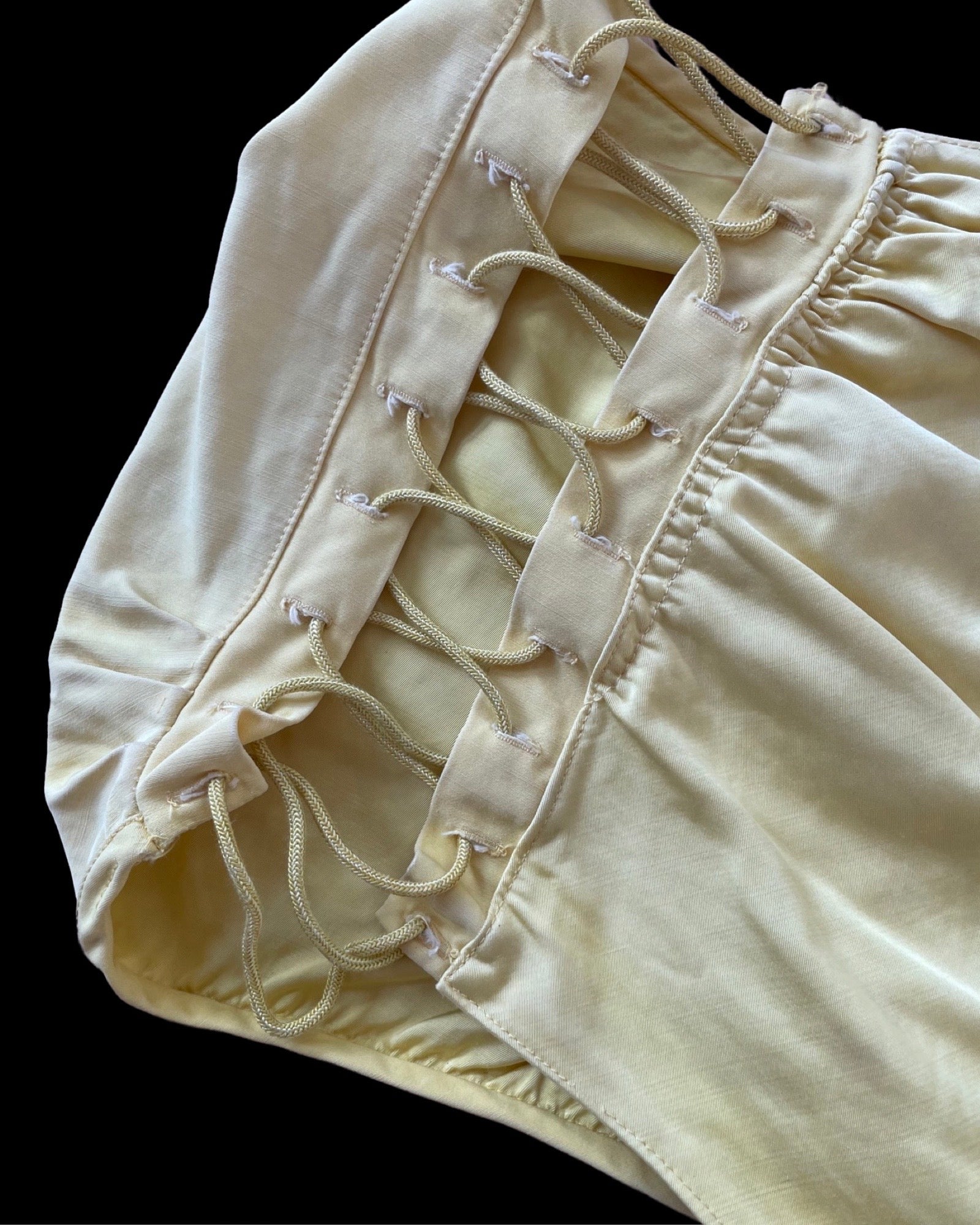 Rare Golden Chartreuse 1940s Cole of California Swoon-glo Lace Up Swim Shorts