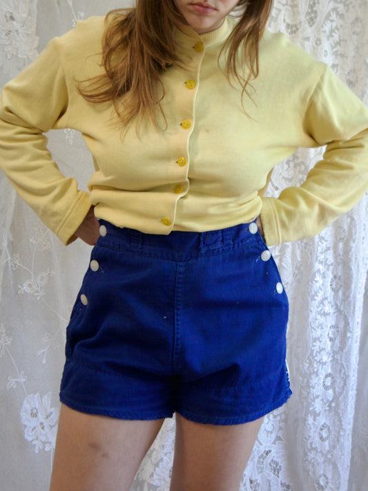 1940s Cotton Twill Fall Front Athletic Shorts